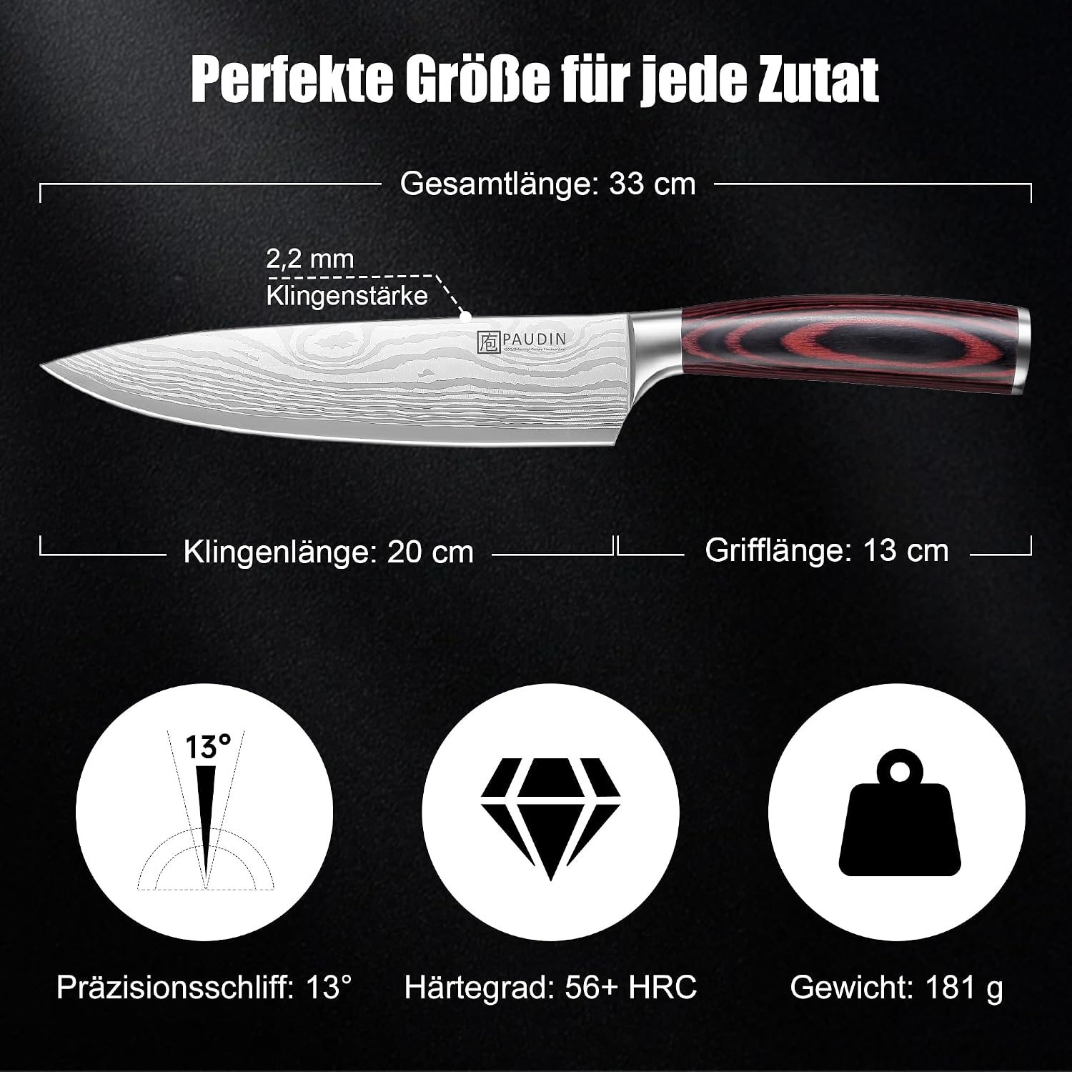 Thumbnail 1 de PAUDIN Kochmesser 20 cm Profi Küchenmesser