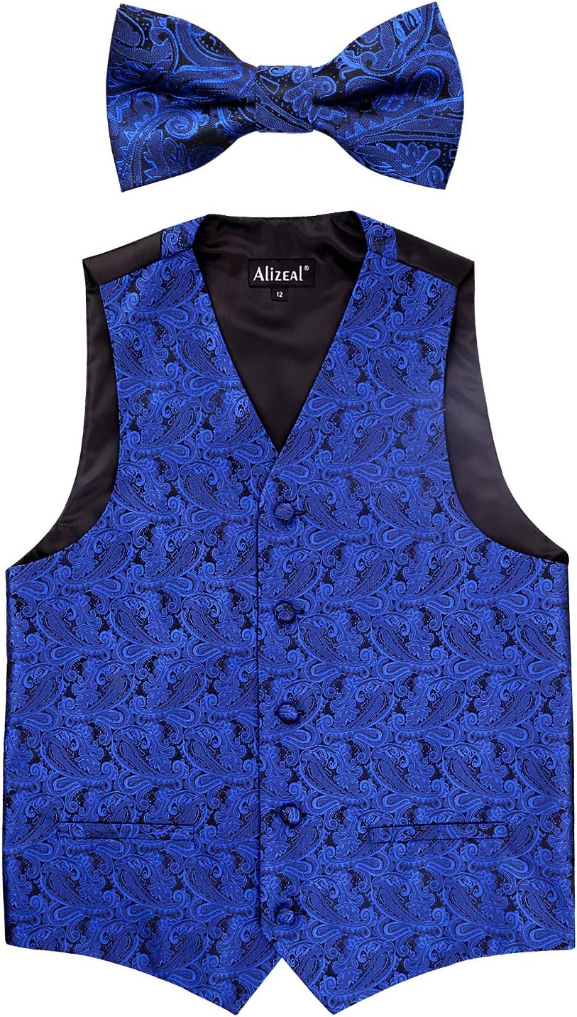 Thumbnail 1 de Alizeal Boys Classic Paisley Bow Tie and Suit Vest Set