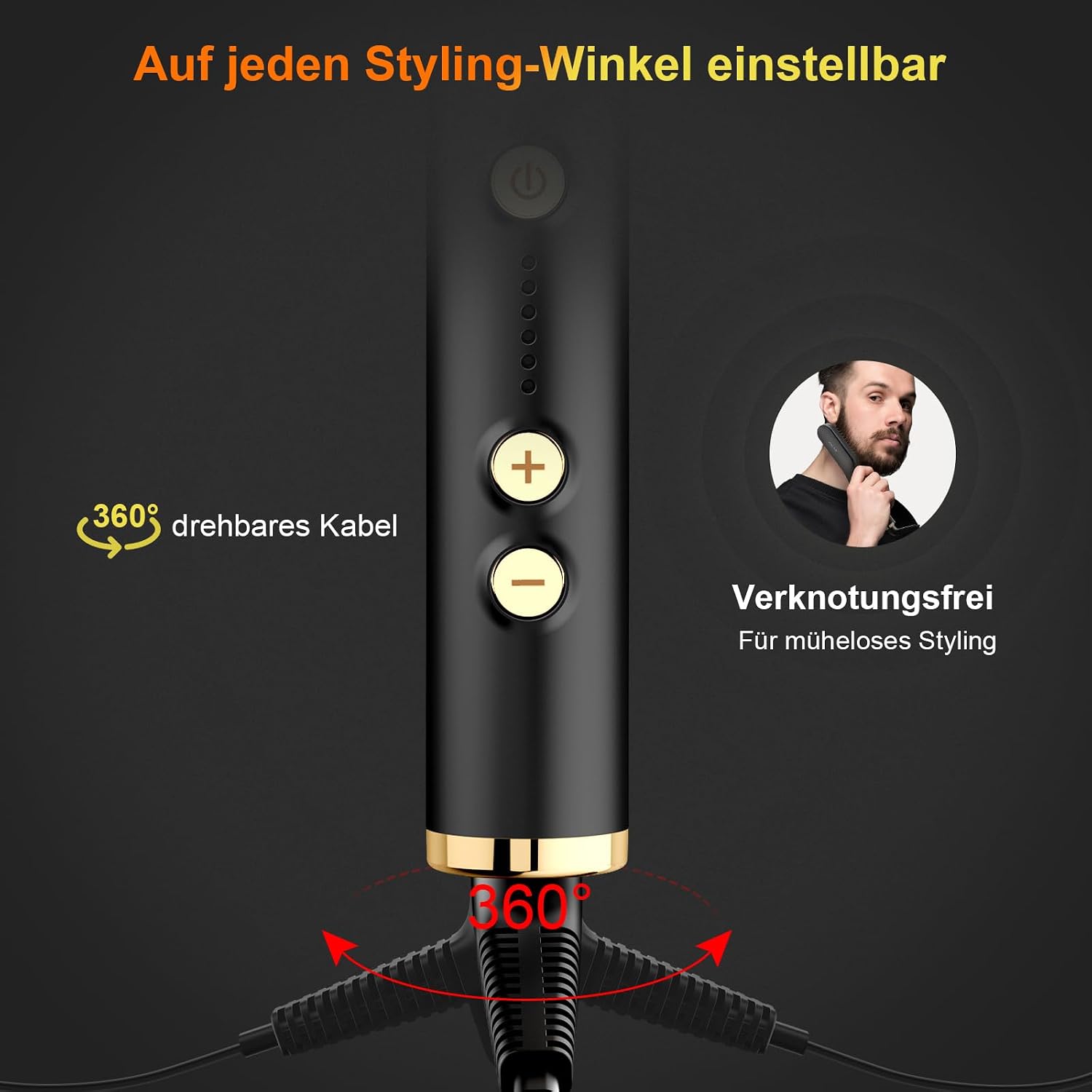 Detalle 2 de Mini piastra per capelli e barba ANLAN con spazzola lisciante elettrica: styling rapido e 5 temperature