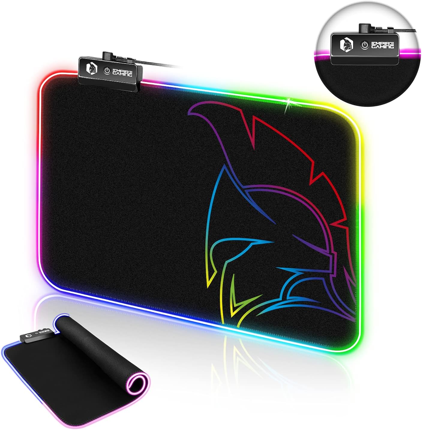 Thumbnail 1 de EMPIRE GAMING tappetino per mouse Dark Rainbow RGB LED, 12 modalità e base antiscivolo (300×230×4 mm)