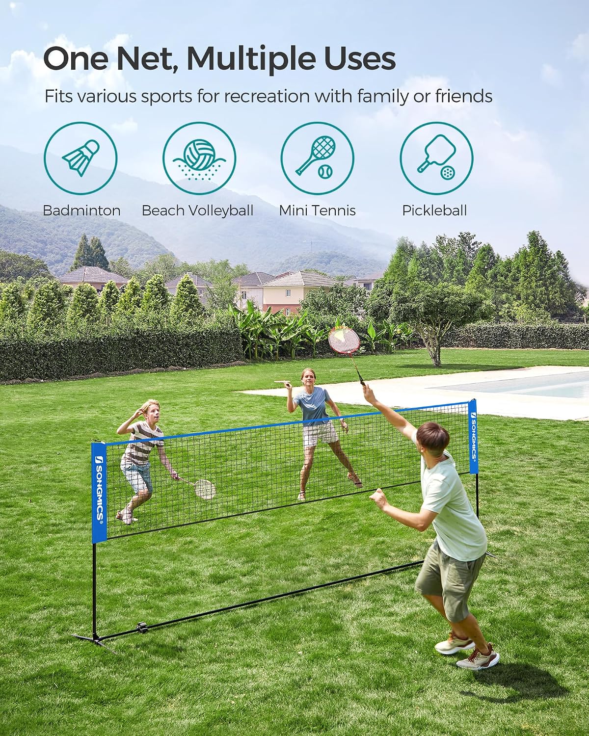 Thumbnail 1 de SONGMICS Badminton Net with Nylon Netting