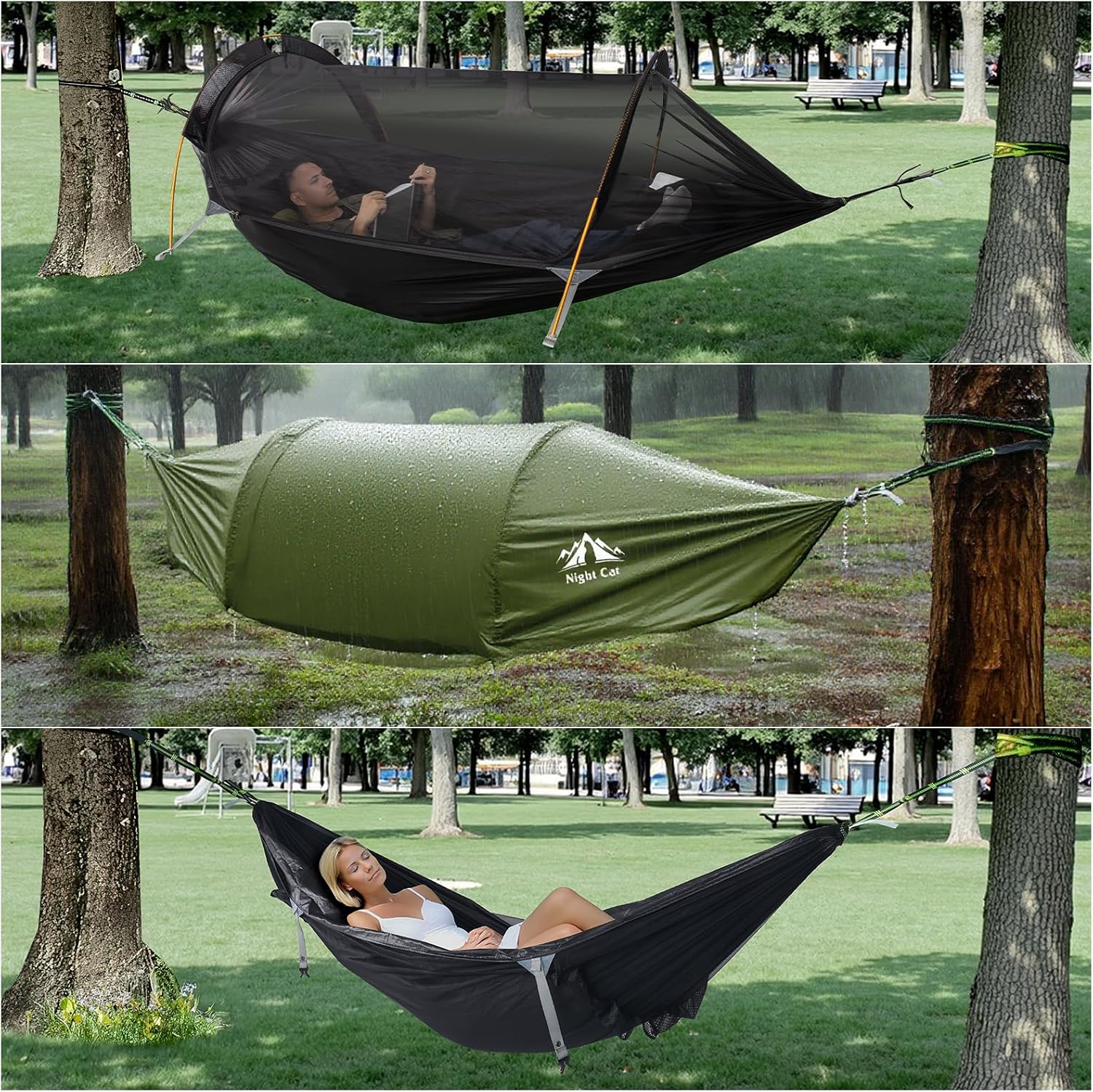 Detalle 2 de Night Cat Amaca-Tenda con Zanzariera Impermeabile: soluzione 3-in-1 per escursionismo e campeggio