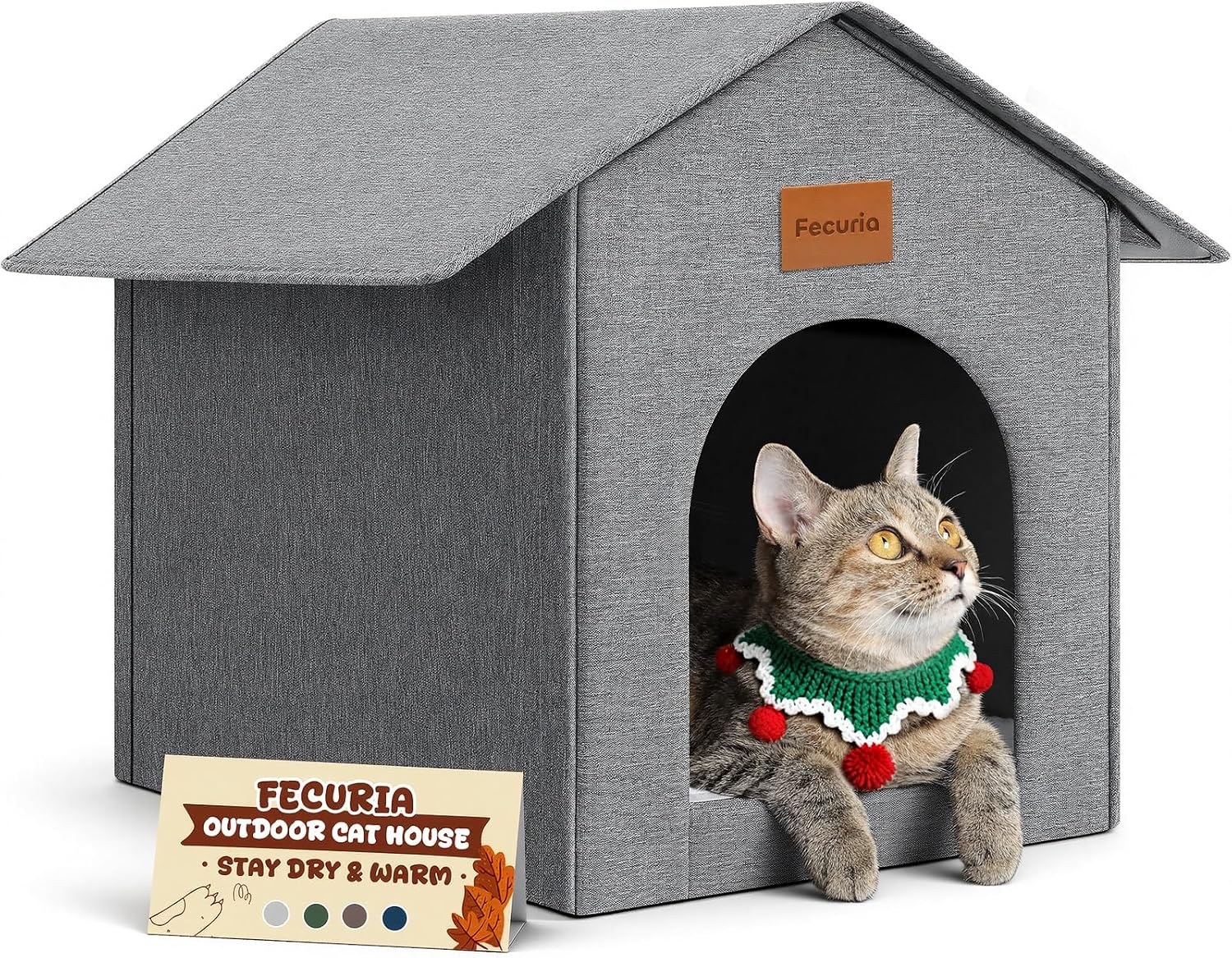 Detalle de Fecuria outdoorcathouse Outdoor Cat House with Waterproof TPU Coating