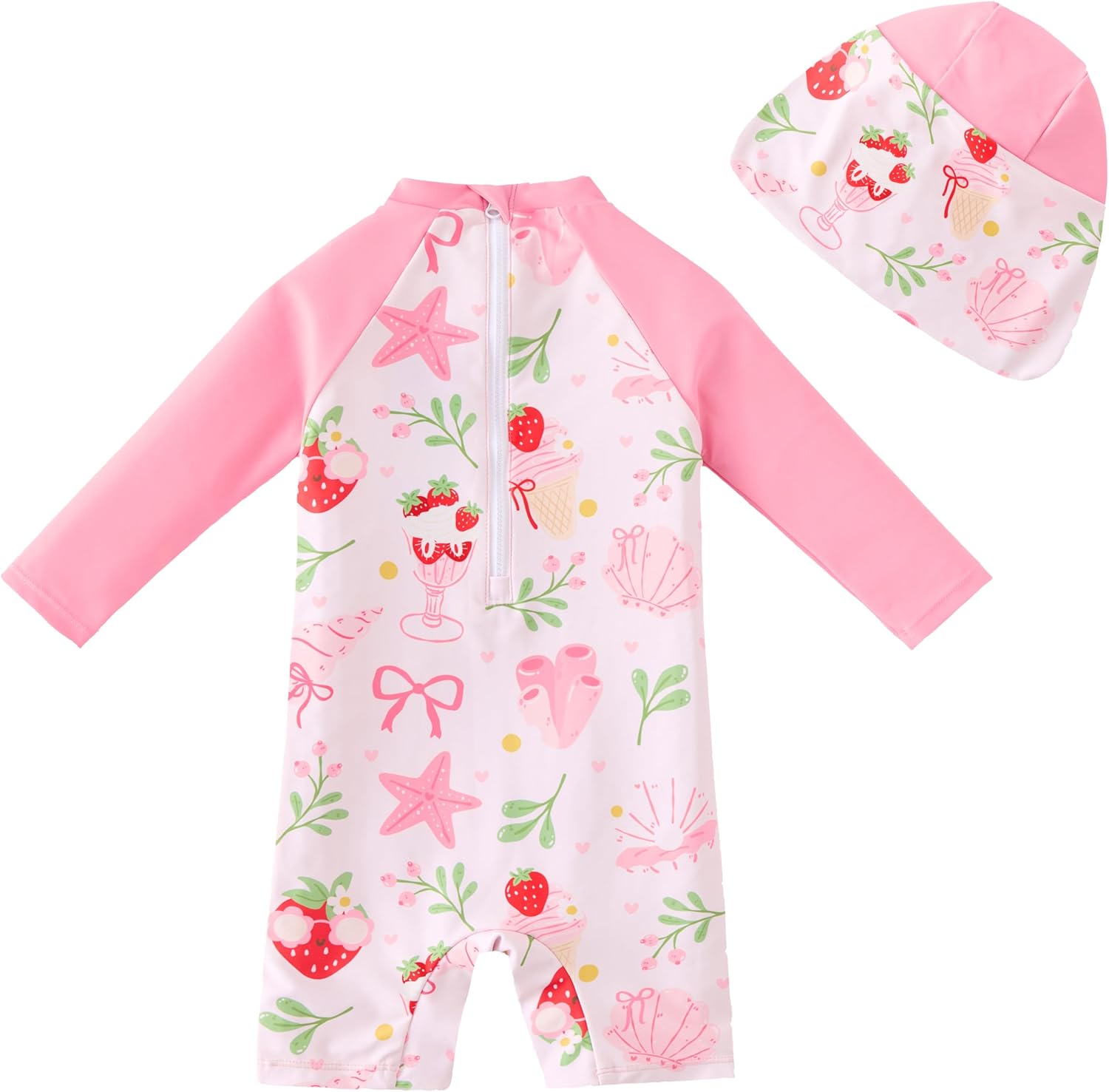 Detalle 2 de UMELOK Baby Badebekleidung Mädchen Badeanzug mit Sonnenhut UV Schutz – UPF 50+