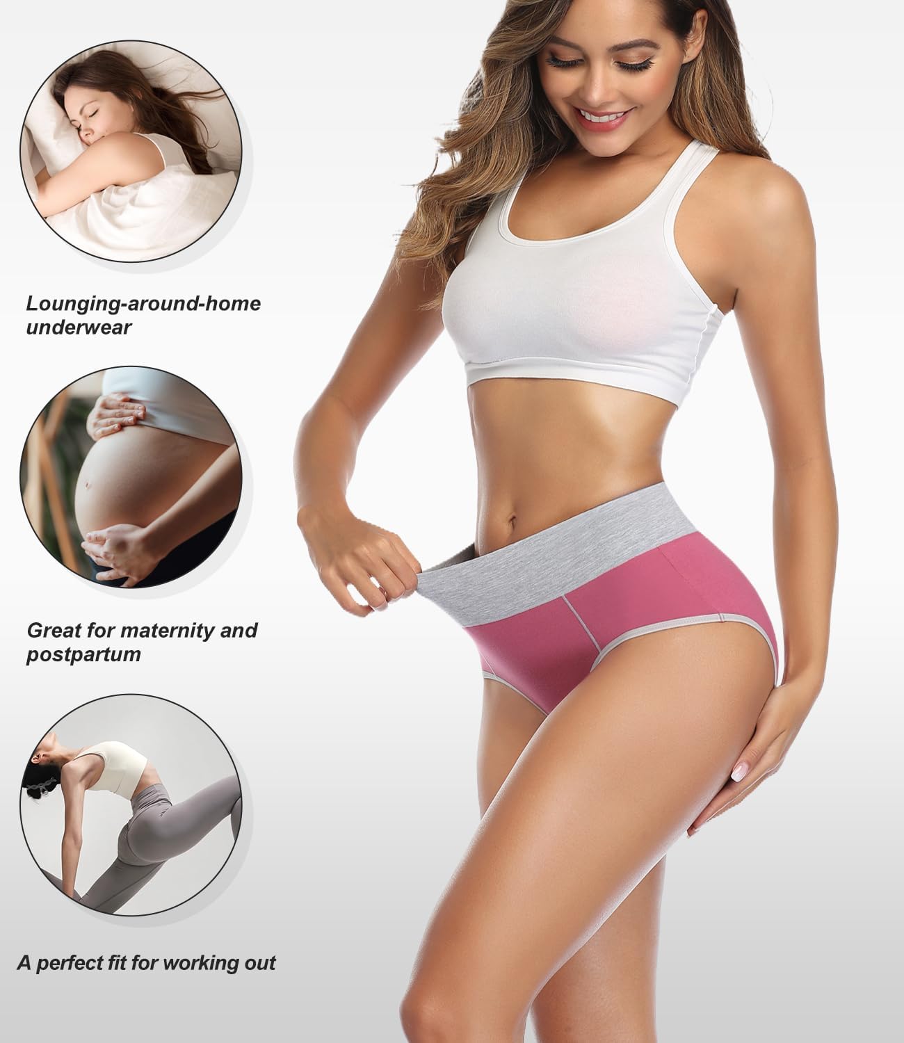 Detalle de wirarpa Damen Unterhosen Baumwolle – Taillenslip 5er Pack, hohe Taille