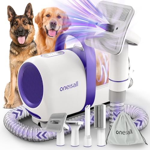 Detalle de Oneisall Aspirador de pelos de mascotas con 12000Pa de succión y 4 cepillos — 1,5L