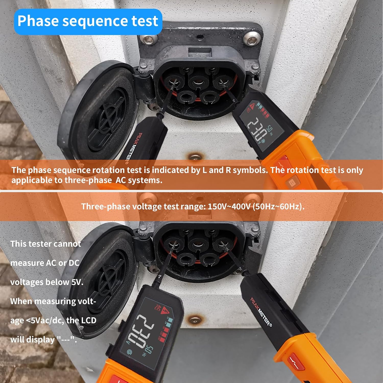 Detalle de PM8200B Tester di Tensione: Voltmetro Digitale Multifunzione Impermeabile IP65