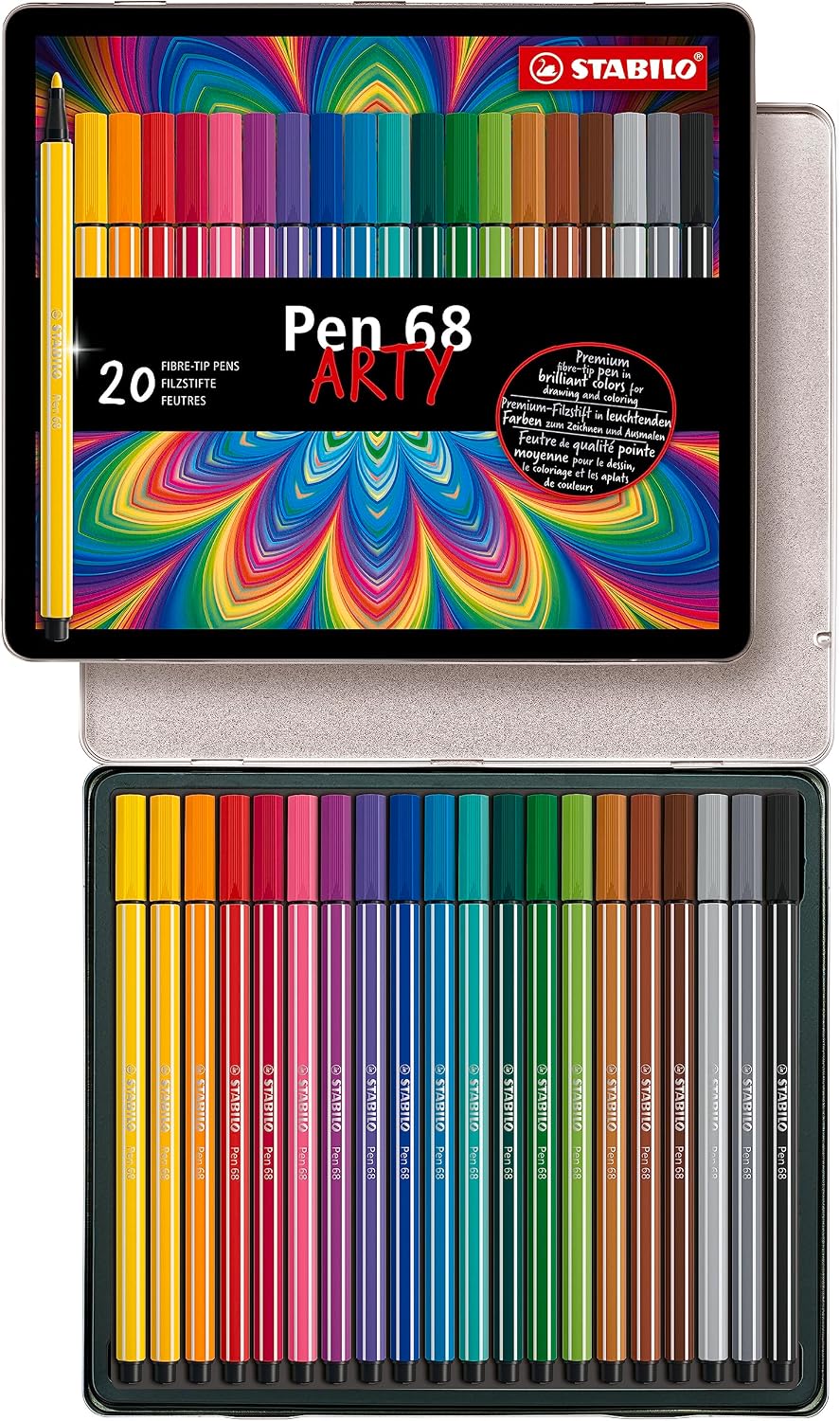 Detalle de STABILO Pen 68 ARTY Scatola in Metallo da 20 colori assortiti
