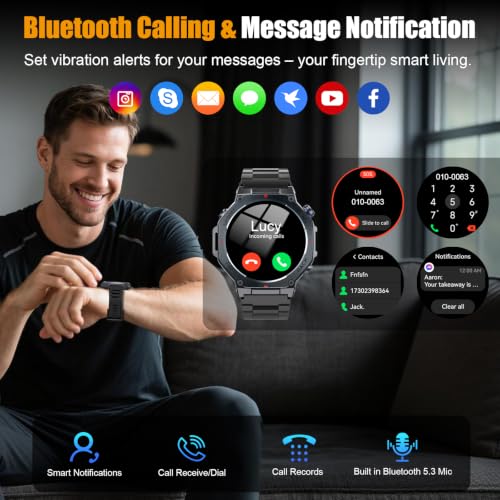 Detalle 2 de Jugeman Militär Smartwatch Herren GPS – AMOLED 1,43'', 160+ Sportmodi, 5ATM, Bluetooth Anrufe