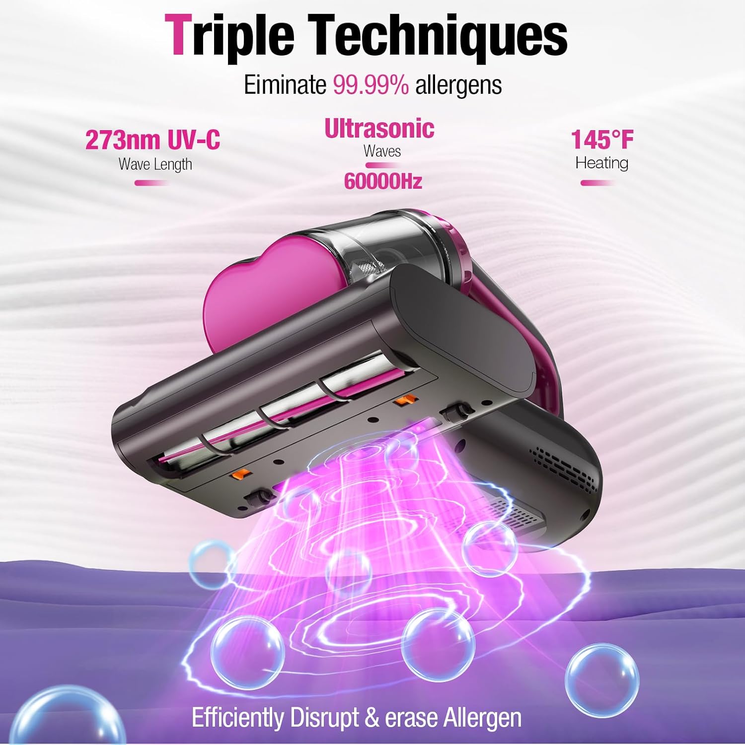 Detalle de BYHUME Mattress Vacuum Cleaner 17KPa Bed Vacuum 📢