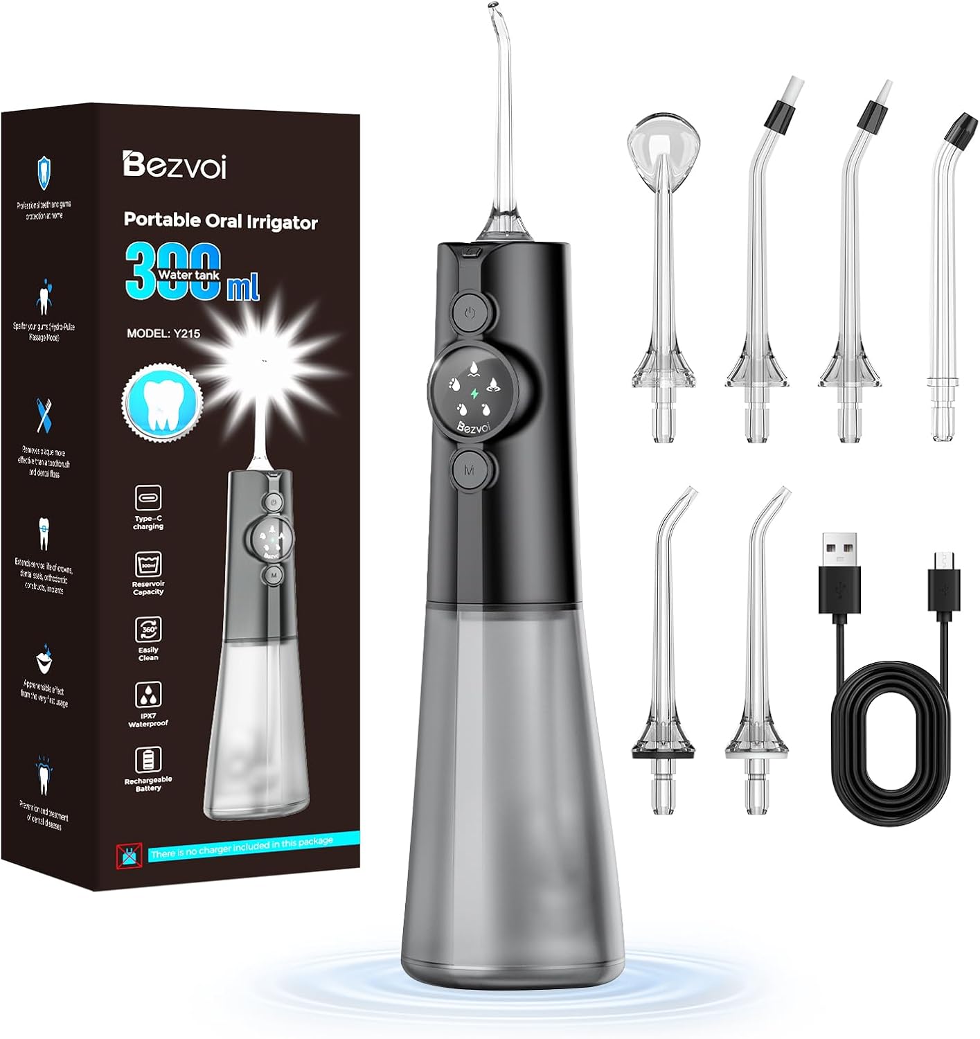 Detalle de Bezvoi Cordless Water Flosser, 300 mL Tank