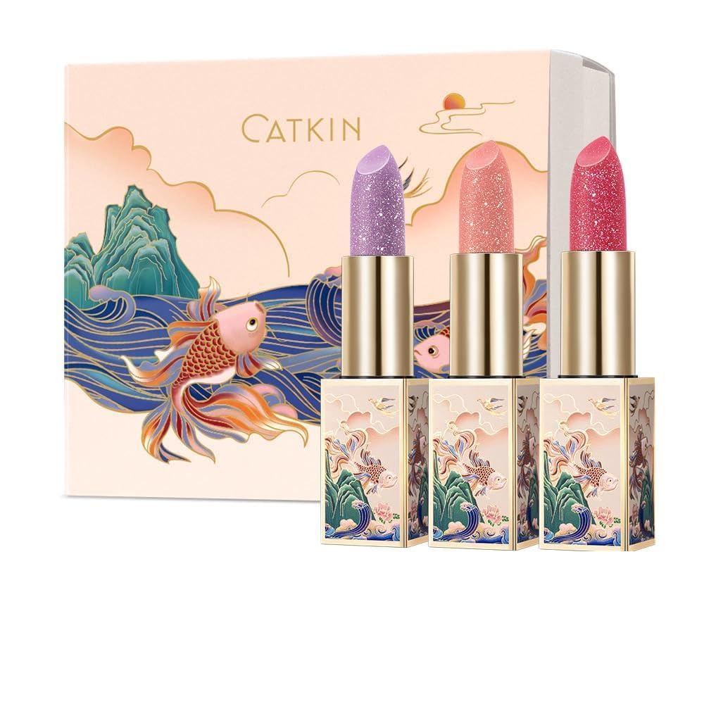 Detalle de CATKIN Lip Balm Color Tint Changing Lipstick – Ultra Hydrating 3-Pack with Gift Box (C09 C19 C20)