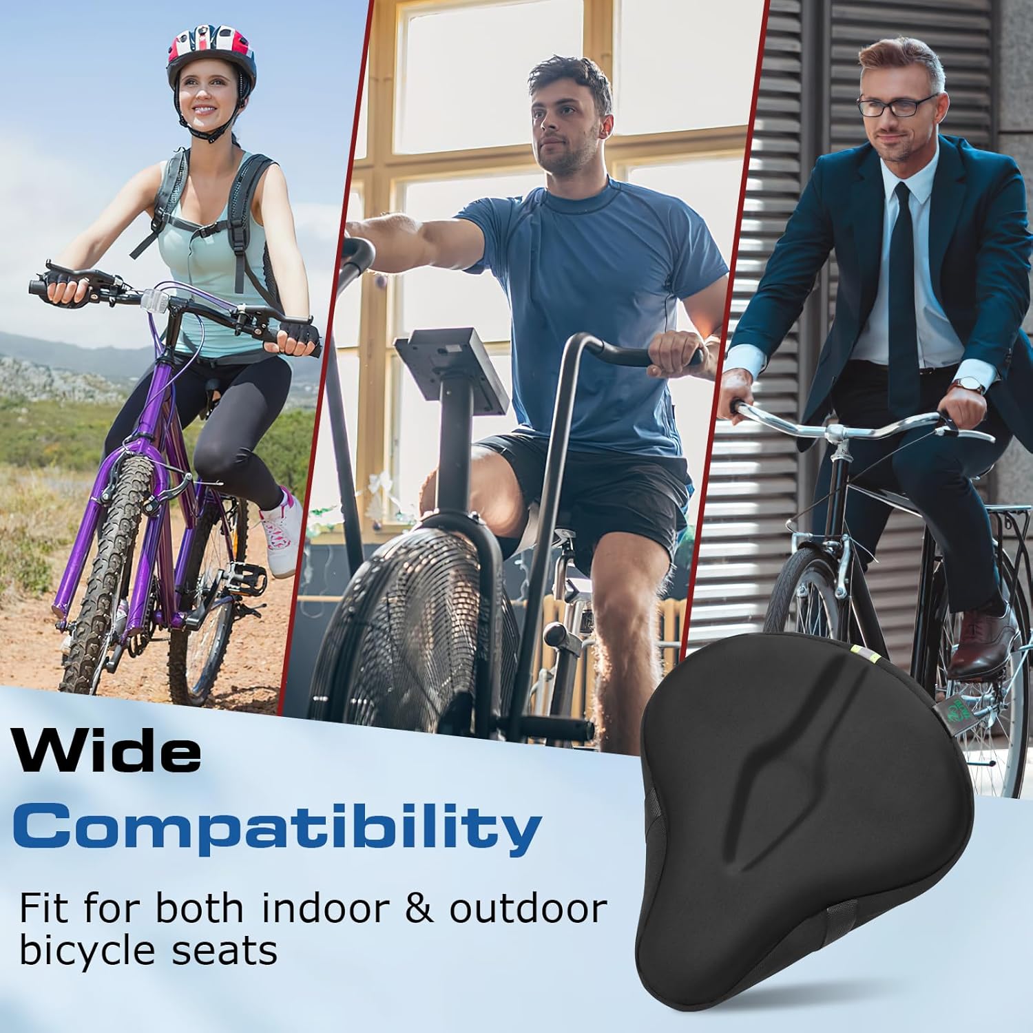 Thumbnail 5 de Zacro Gel Padded Bike Seat Cushion – Ergonomic, Extra Soft Cover for Indoor & Outdoor Rides