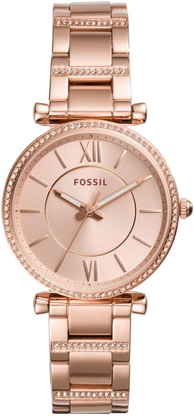 Detalle 2 de Fossil Montre Carlie pour femme en or rose, bracelet acier inox et mouvement à quartz