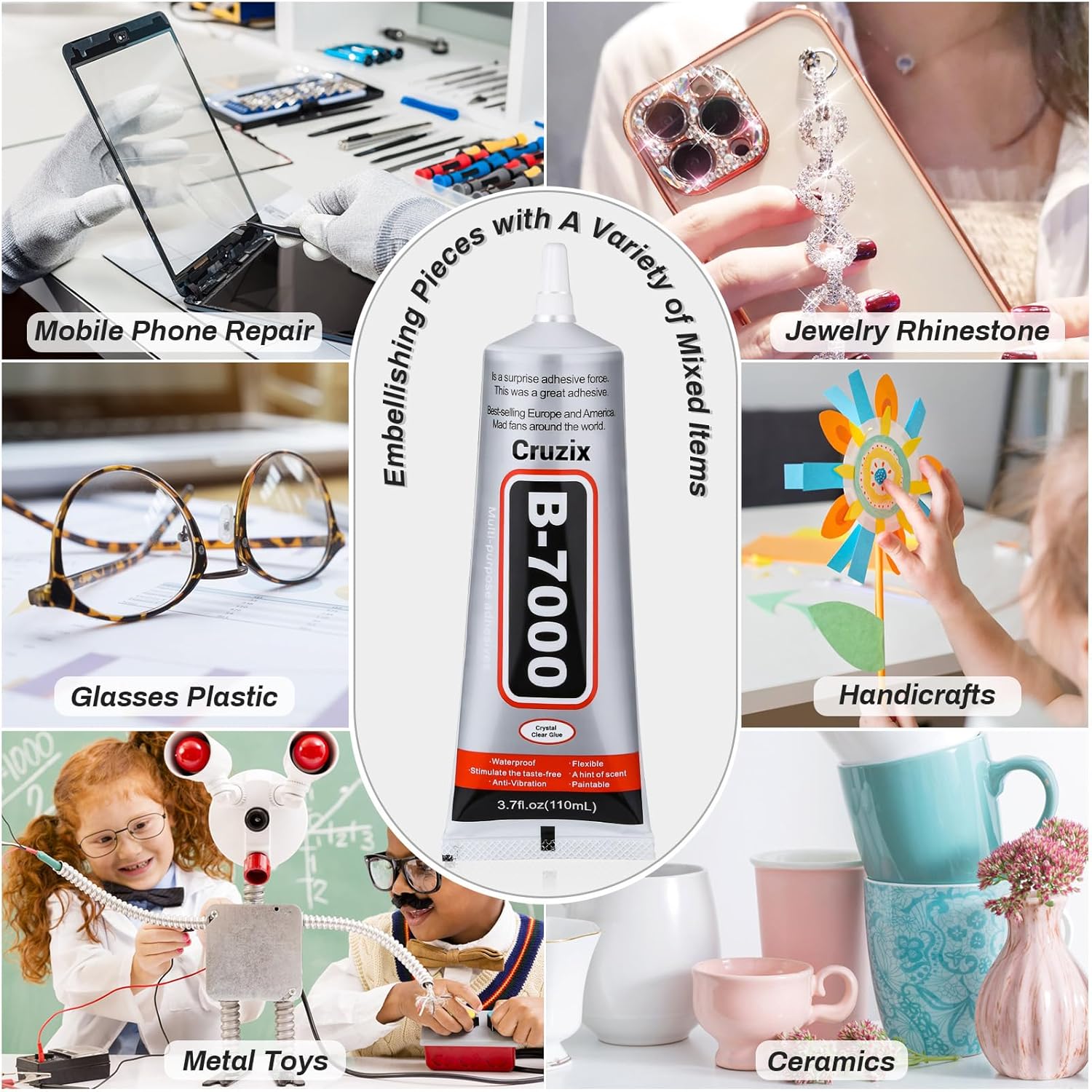 Detalle de Cruzix RZ0081 B7000 Clear Adhesive, 110 ml Precision-Tip Glue