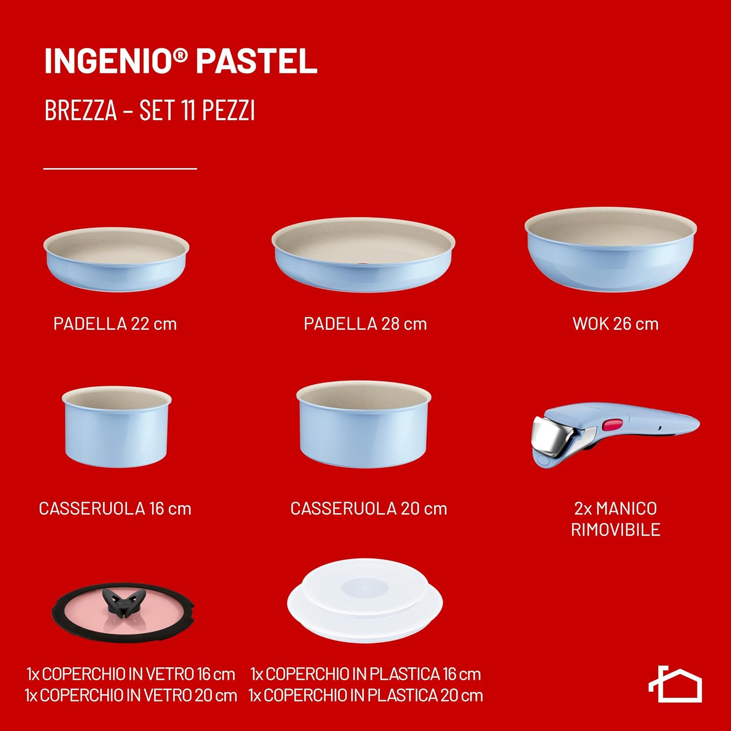 Thumbnail 1 de Lagostina Ingenio Pastel set di padelle antiaderenti 11 pezzi con manico rimovibile Brezza
