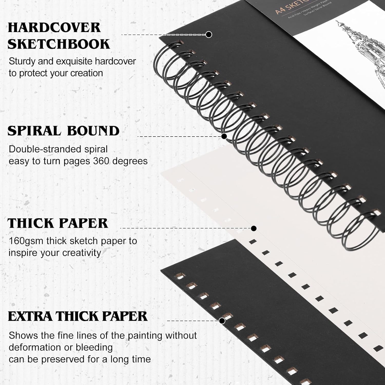 Detalle de A5 Sketchbook spiral binding 120 pages