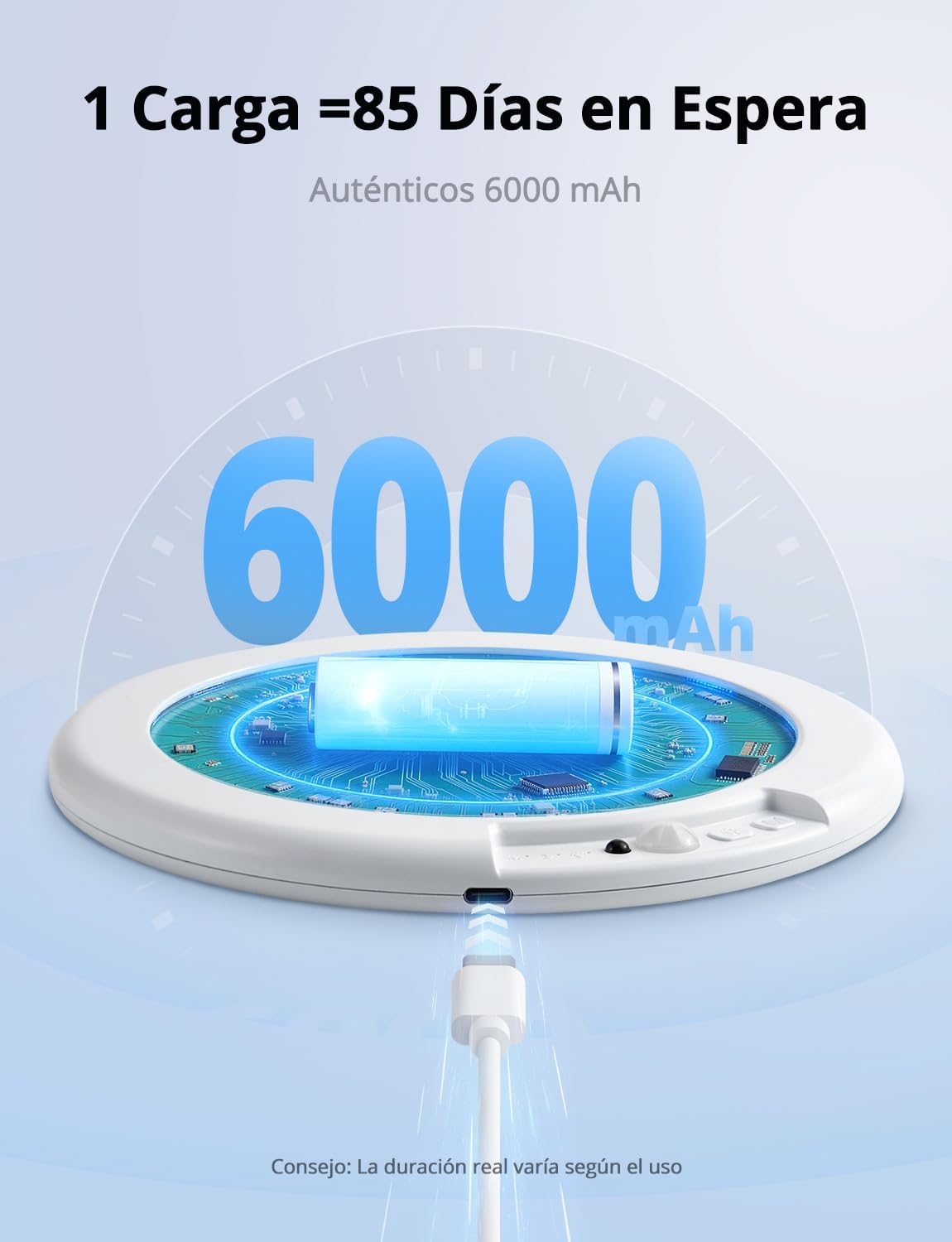 Detalle de Combuh Luz sin Electricidad: Lá,mpara LED de Techo para Baño con Batería 6000 mAh y Mando