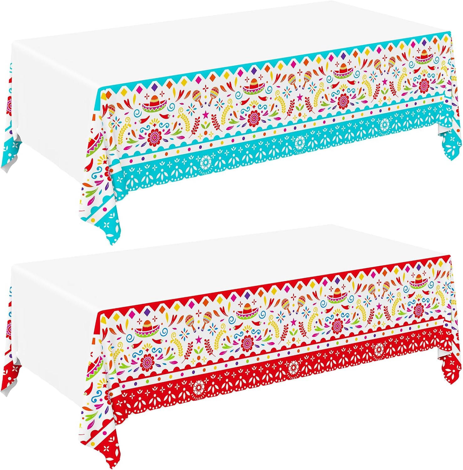 Detalle de Gatherfun Fiesta Party Supplies & Cinco de Mayo 2-Pack: Vibrant 54x108 Disposable Tablecloths