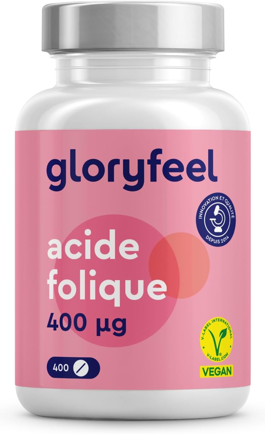 Detalle de Acide Folique Vitamine B9 400 µg – 400 comprimés (13 mois), 100% végétalien et sans additifs