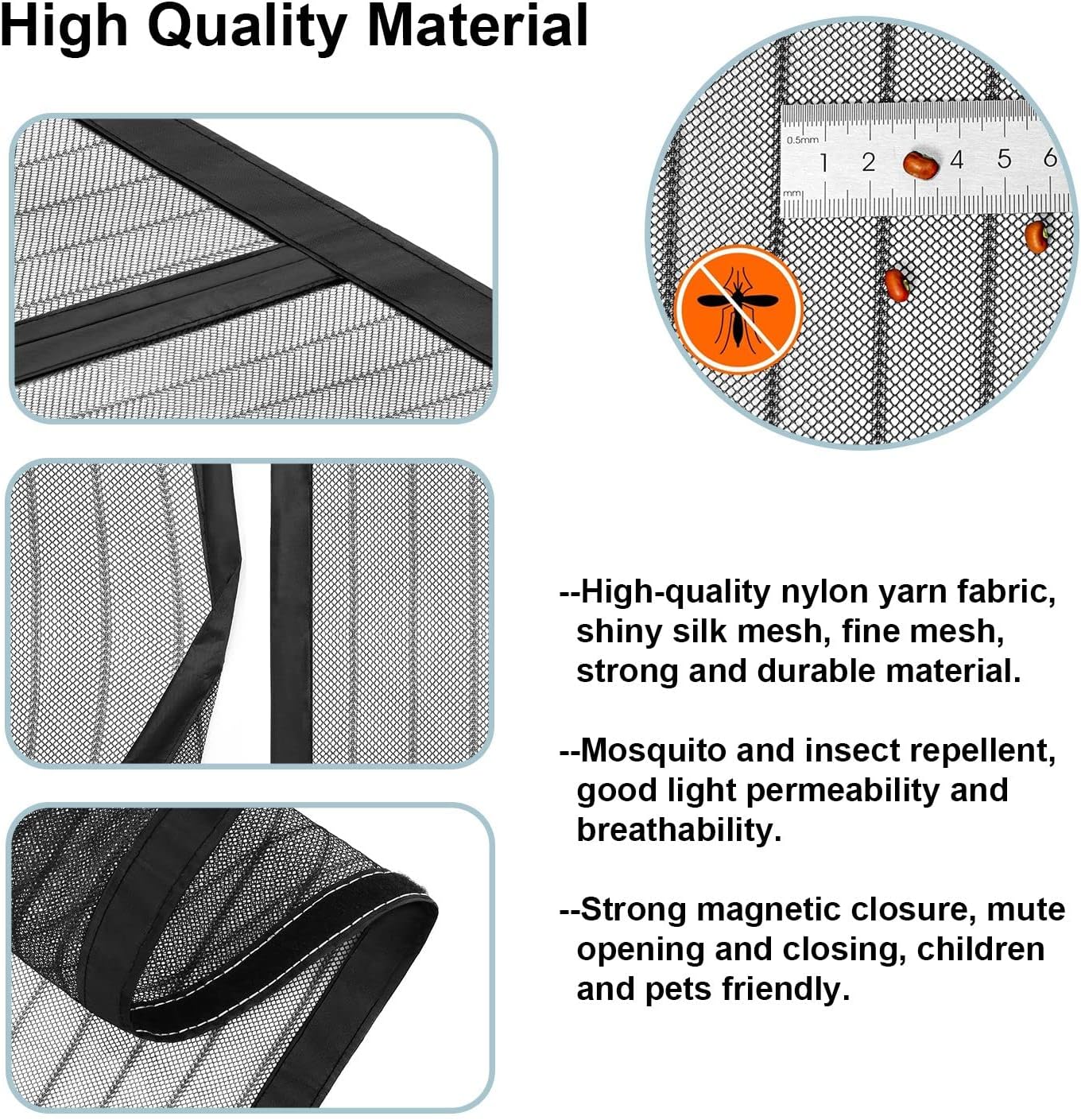 Thumbnail 1 de Magnetic Fly Screen Door (85 x 200cm) with powerful magnets, black mesh strips