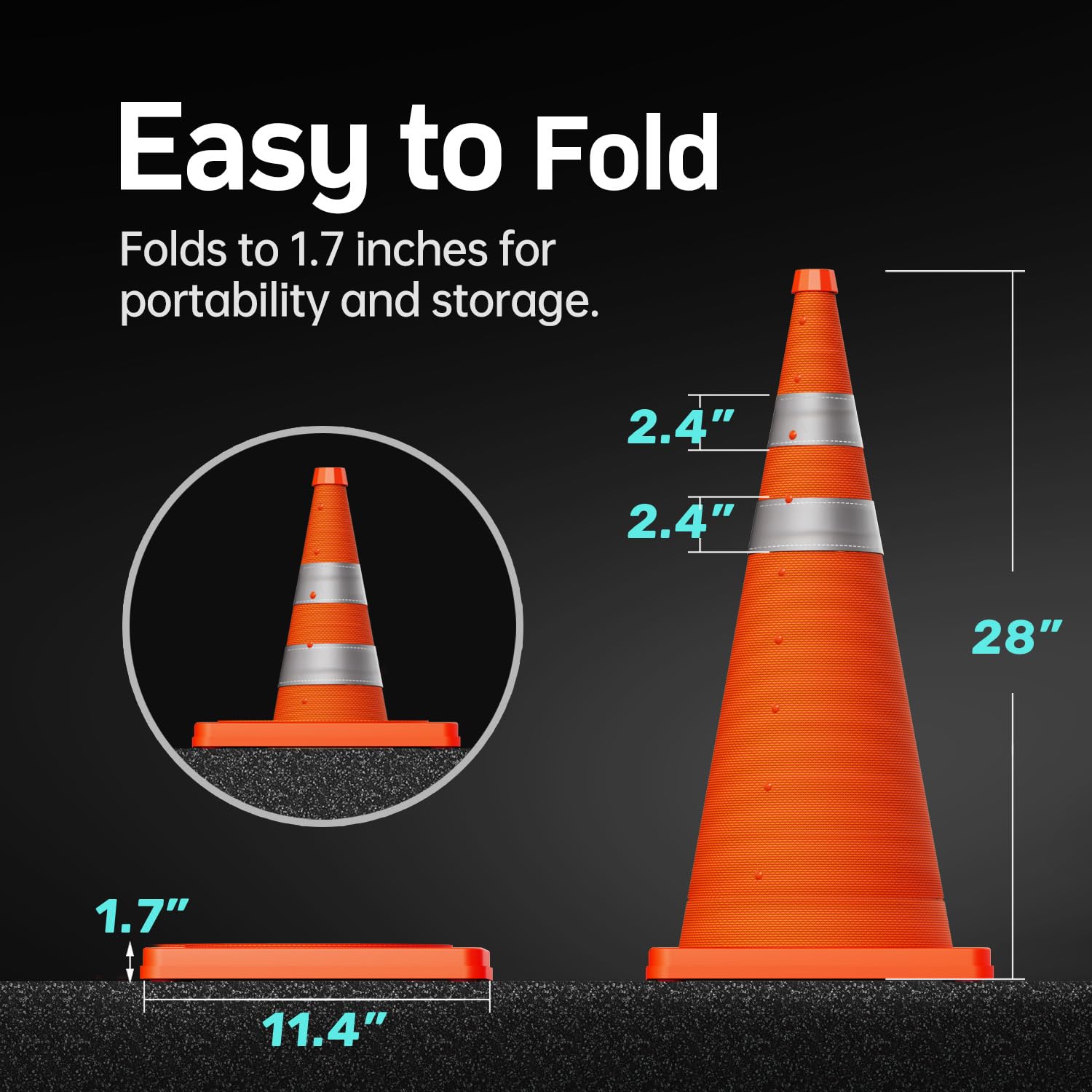 Thumbnail 3 de BATTIFE Collapsible Traffic Cones 28-Inch