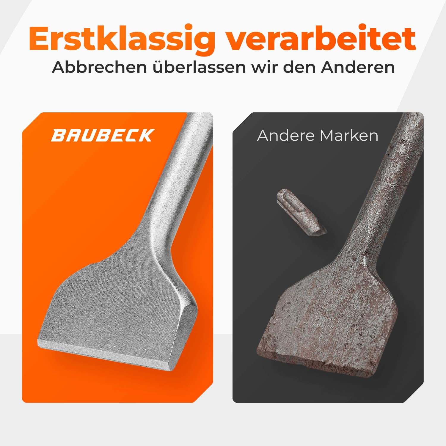 Detalle de BAUBECK SDS Max Meißel-Set LONG LIFE (4-tlg.) – 280 mm, angewinkelt und gerade