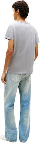 Detalle 2 de Tommy Jeans Camiseta de Manga Corta Hombre Original Slim Fit – Gris Gravel Grey, Talla S