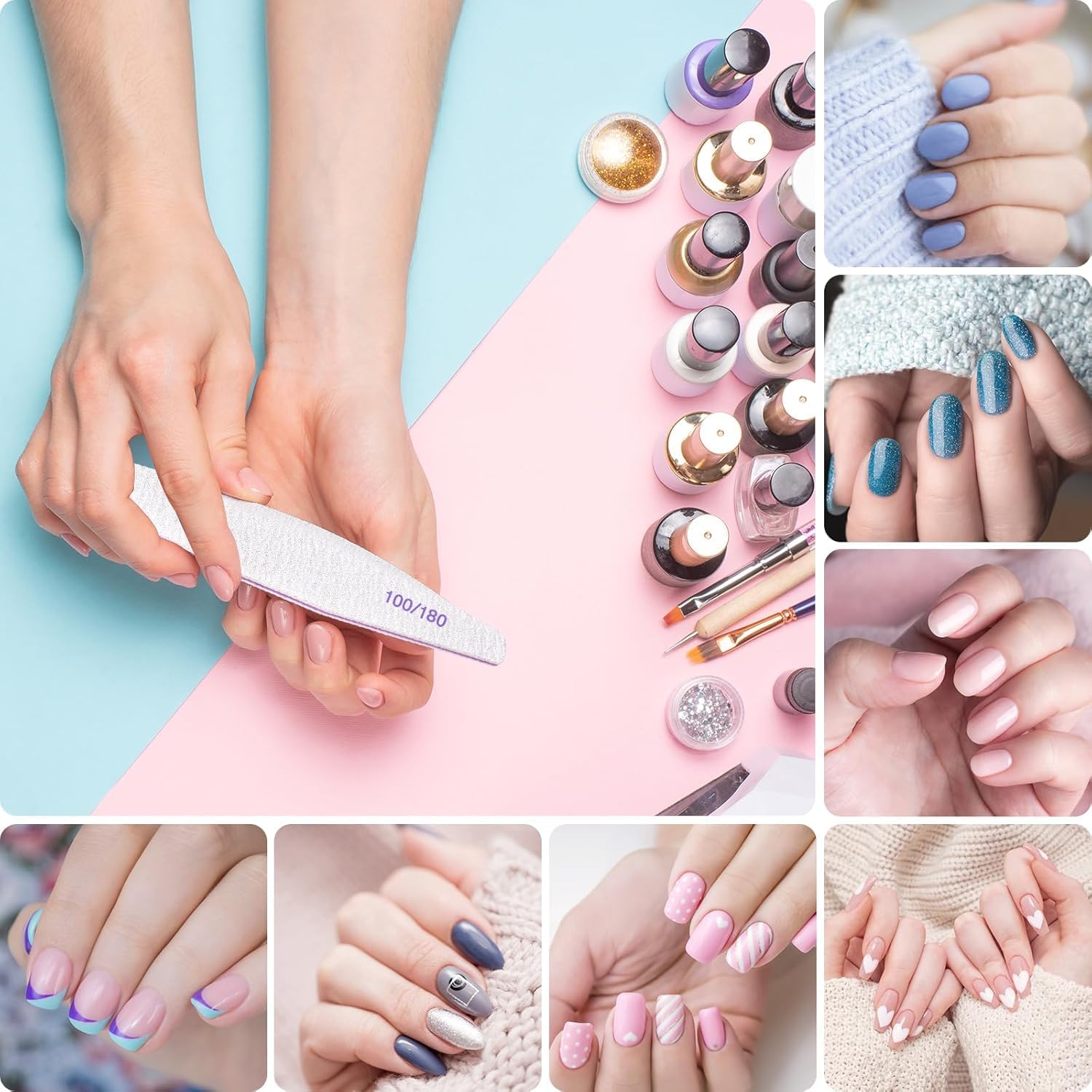 Thumbnail 1 de Limes à ongles double face réutilisables 20 pcs (grit 100/180) pour manucure salon ou DIY