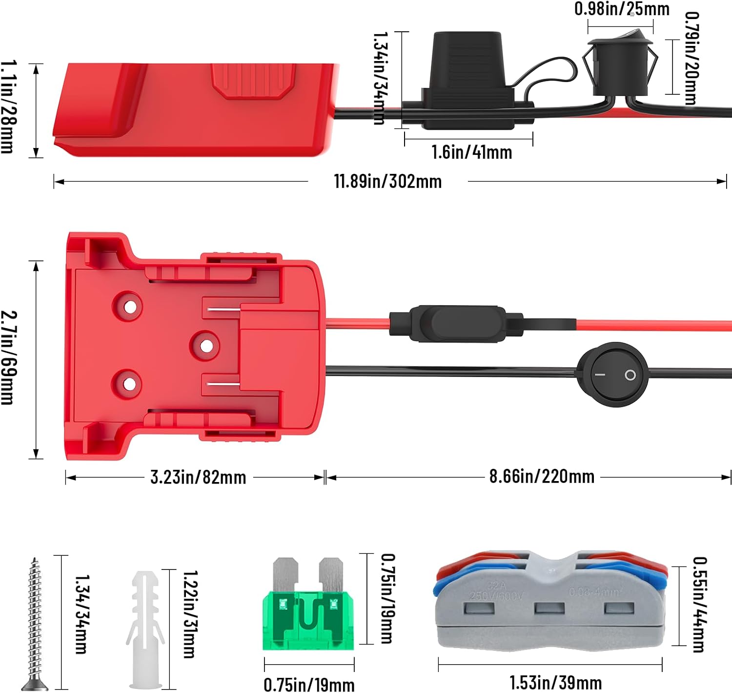 Detalle 2 de Azocek Power Wheel Battery Adapter with 12 AWG Wire