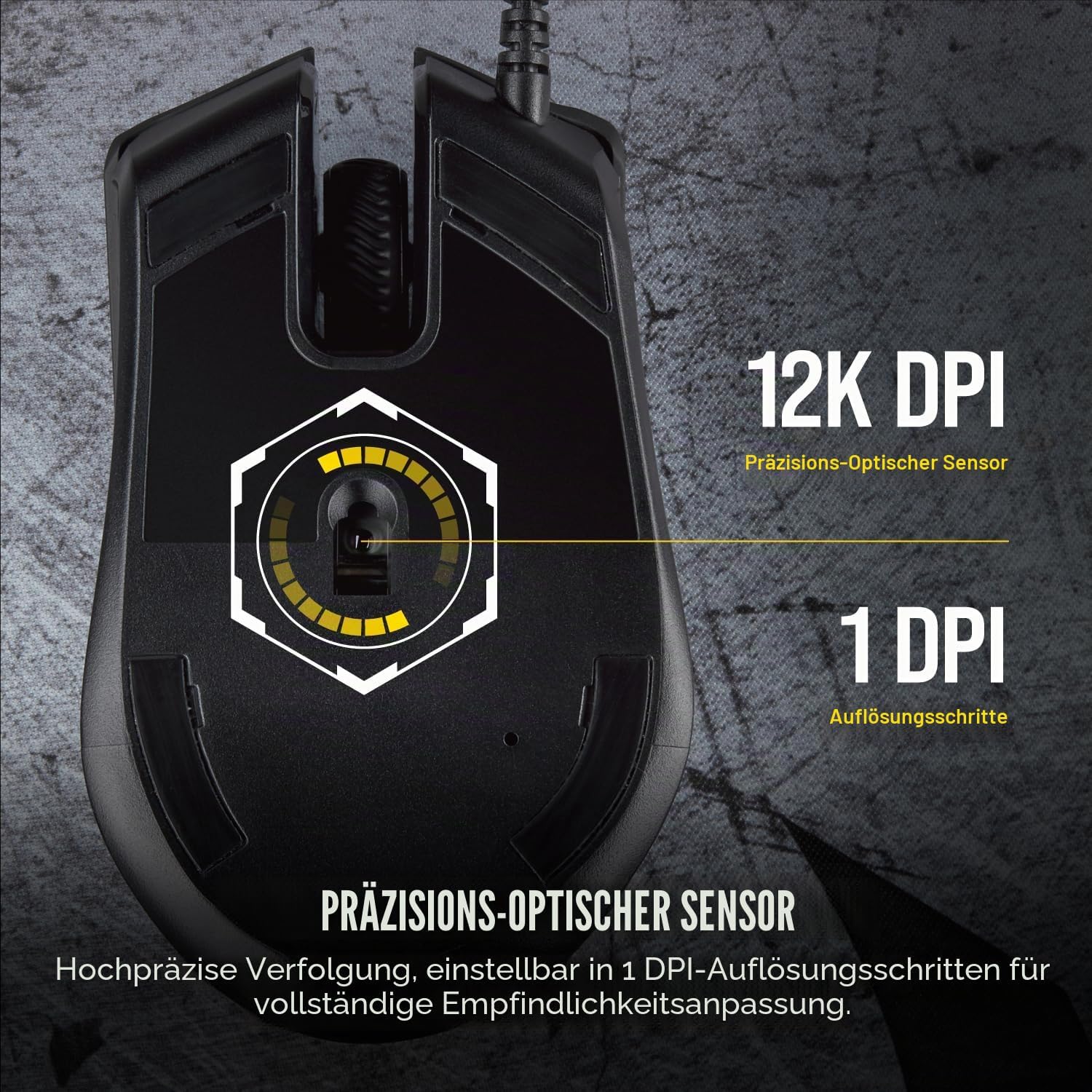 Detalle 2 de Corsair Harpoon PRO RGB Wired Gaming-Maus (12.000 DPI, iCUE, 6 Tasten) – leicht, kabelgebunden in Schwarz