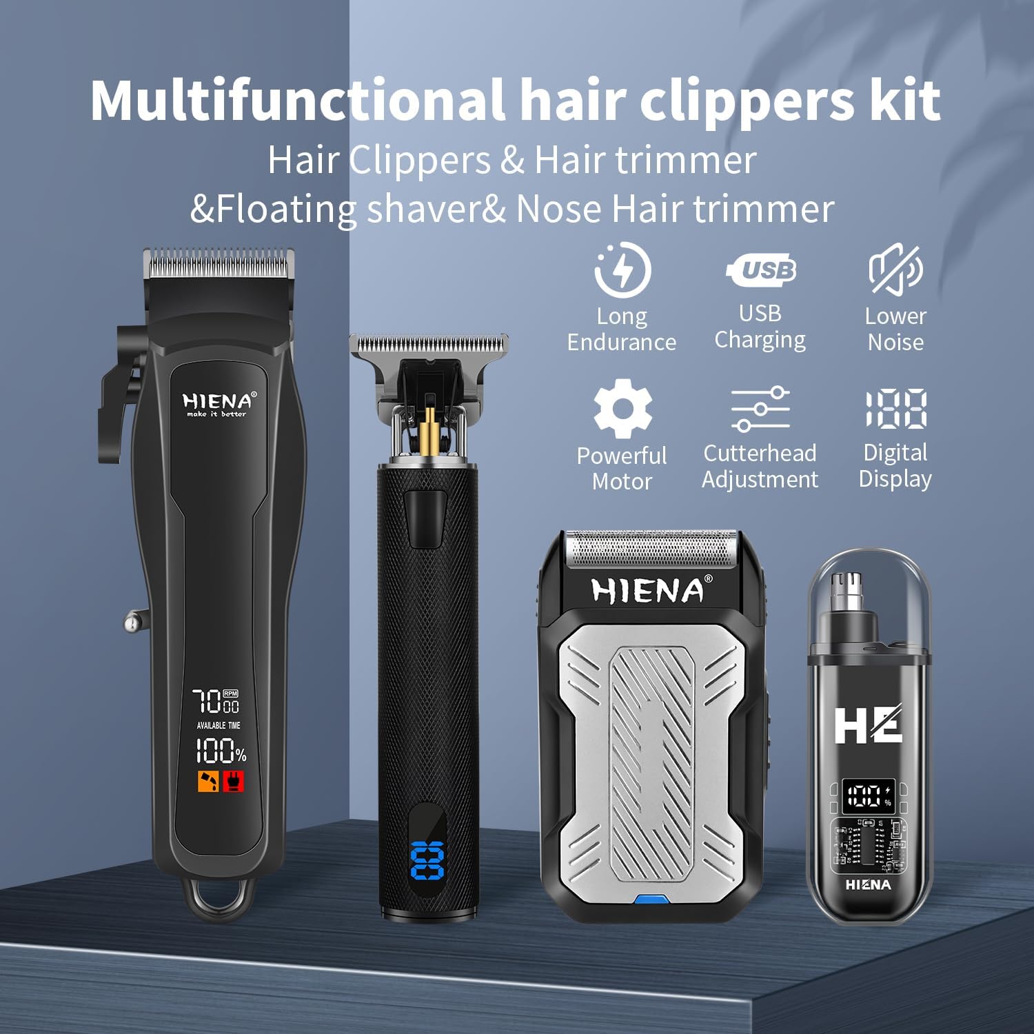 Detalle 2 de HIENA PRO Professional Hair Clippers, Type-C rechargeable ✂