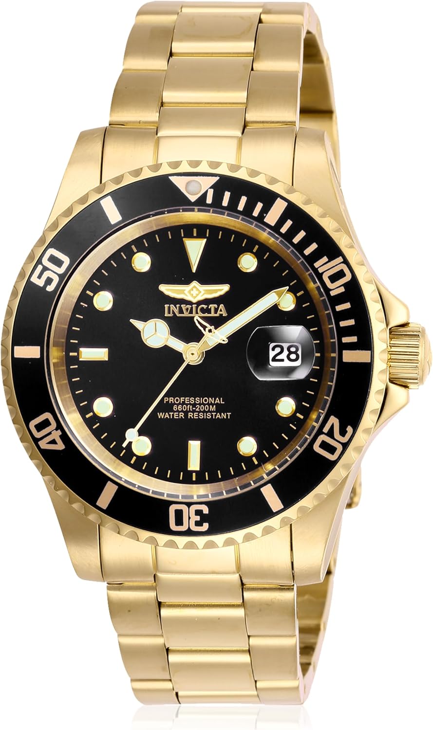 Detalle de Invicta Pro Diver Edelstahl Herren Quarzuhrwerk 40 mm – 26975 mit schwarzem Zifferblatt