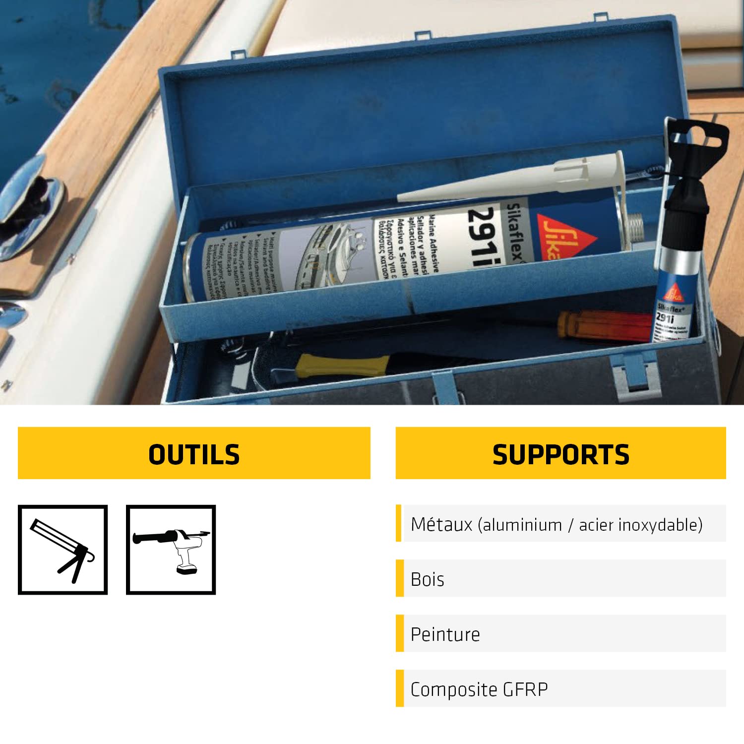 Detalle de SIKA Colle-mastic multi usage spécial Marine - Sikaflex 291i Noir 300 ml