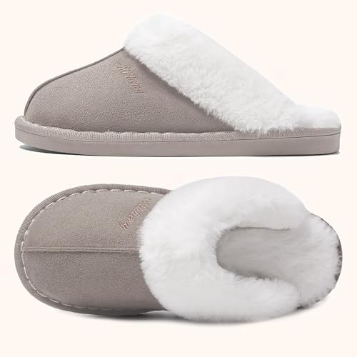 Detalle 2 de Misolin Womens Slippers With Memory Foam Fluffy Slip-on Winter House Shoes