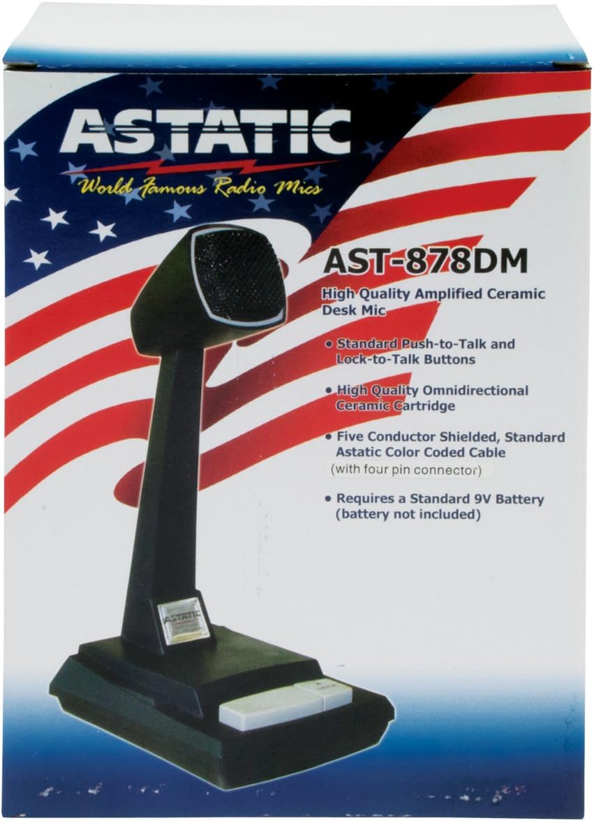 Detalle 1 de Micro de bureau Astatic 302-AST878DM CB noir avec commande Push-to-Talk/Lock-to-Talk