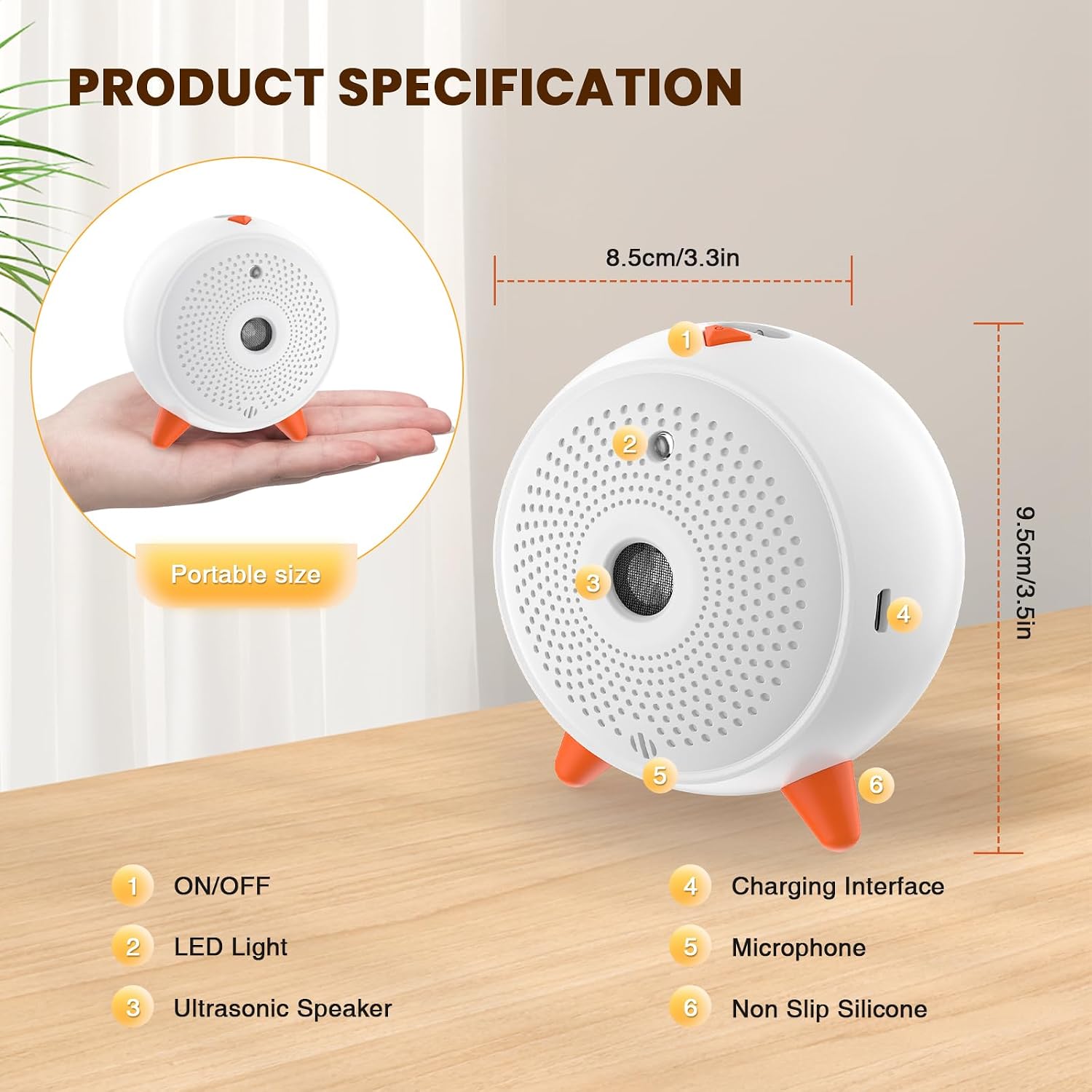 Detalle de Anti Barking Device for Dogs: Mini Ultrasonic Deterrent, Rechargeable and IPX4