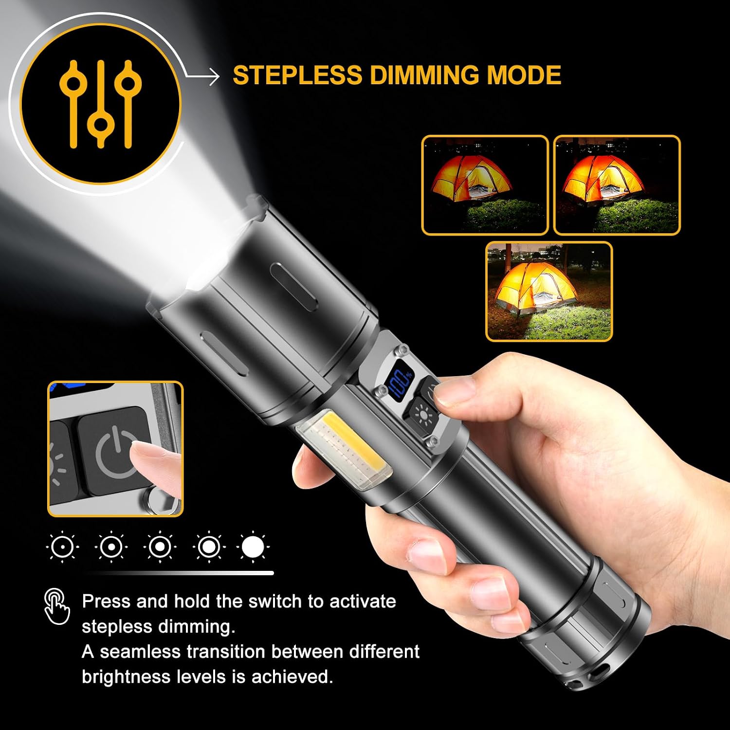 Detalle 2 de BEYSTE Torches LED Super Bright Rechargeable, 500000 Lumen Torch 🪟