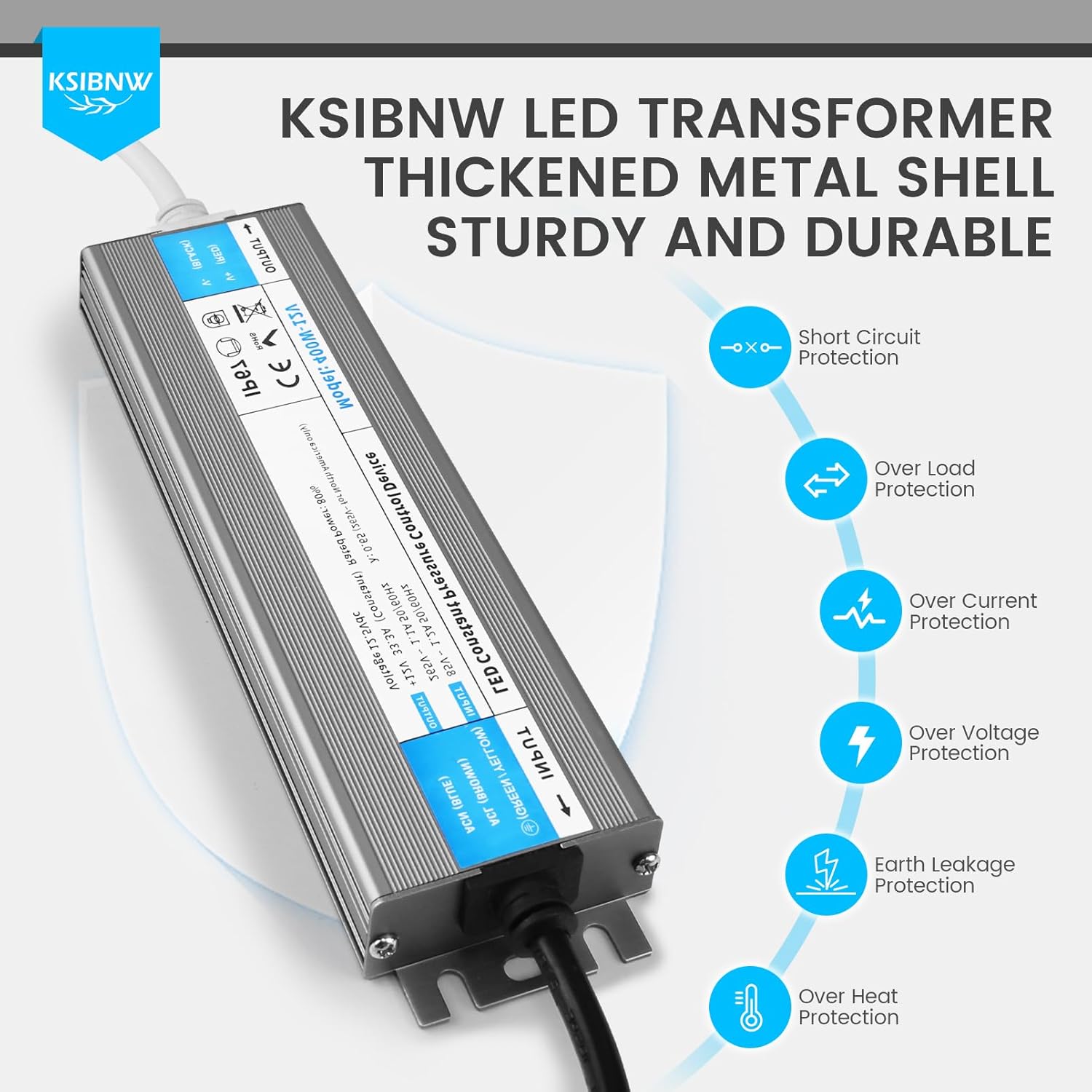Thumbnail 2 de KSIBNW Trasformatore LED 12V 100W – Alimentatore Impermeabile IP67 (AC 220V to DC 12V 8,3A)