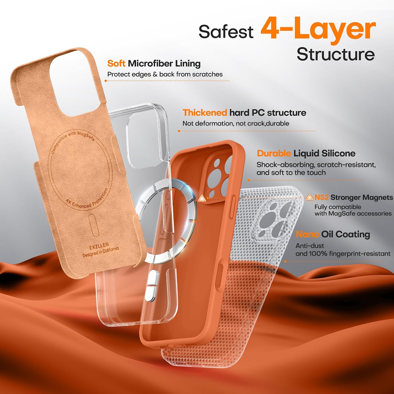 Detalle de EXZLLEN 16 Pro Max Magnetic Silicone Case 3.0mm