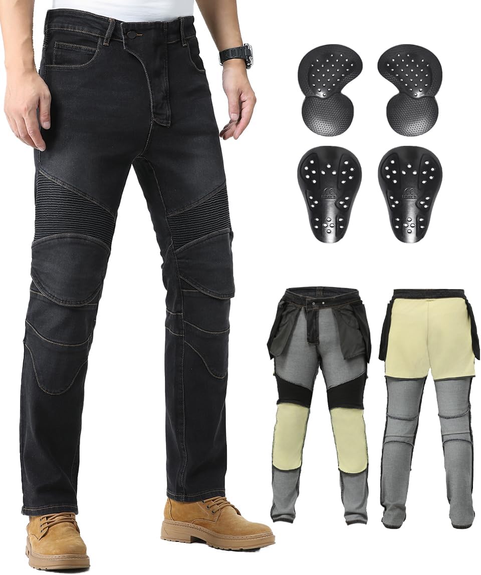 CTBQiTom Vaqueros de Moto con Protección CE y Kevlar