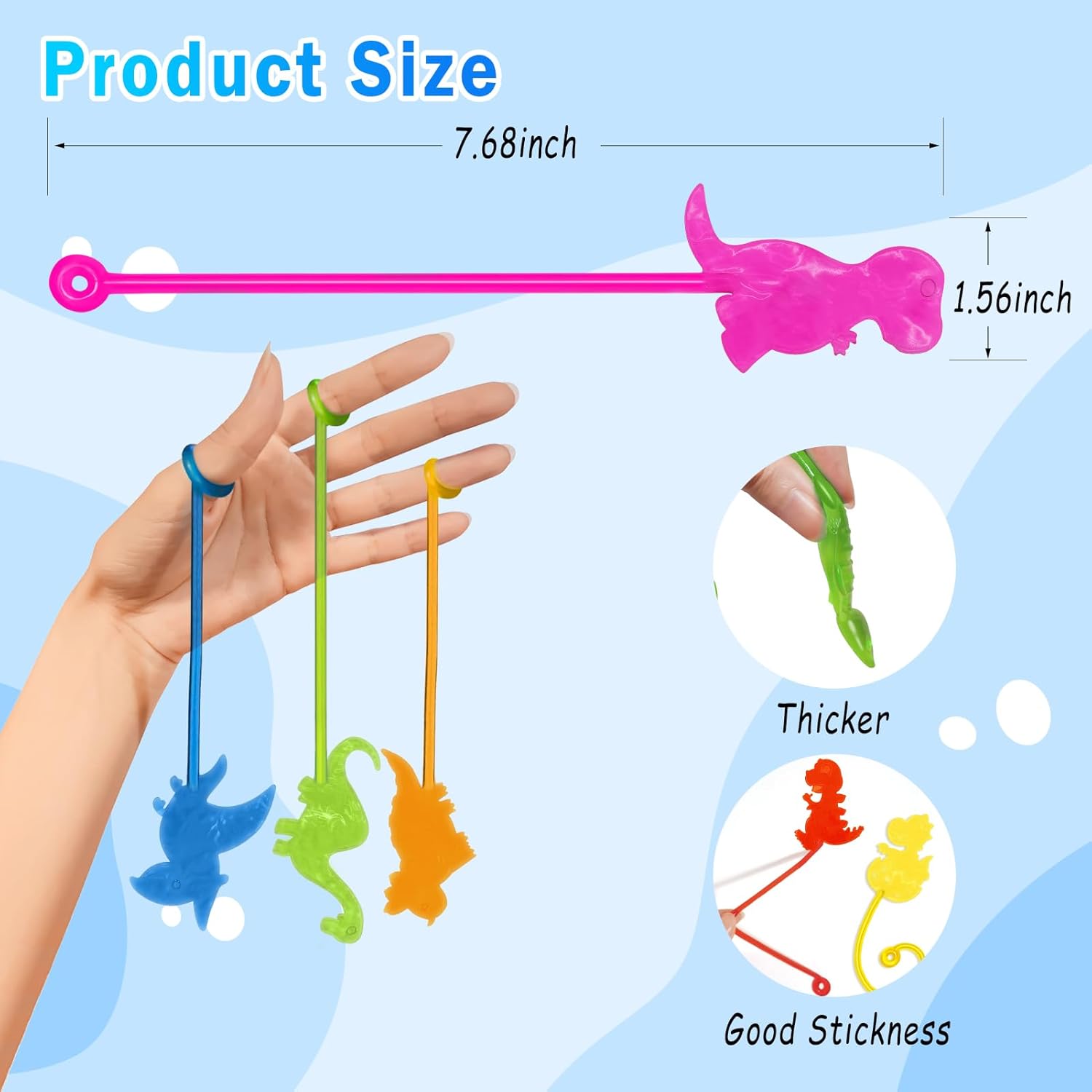 Detalle 2 de Dinosaur Sticky Hands Bulk (36 PCS) Stretchy Dino Sticky Hand Party Favors
