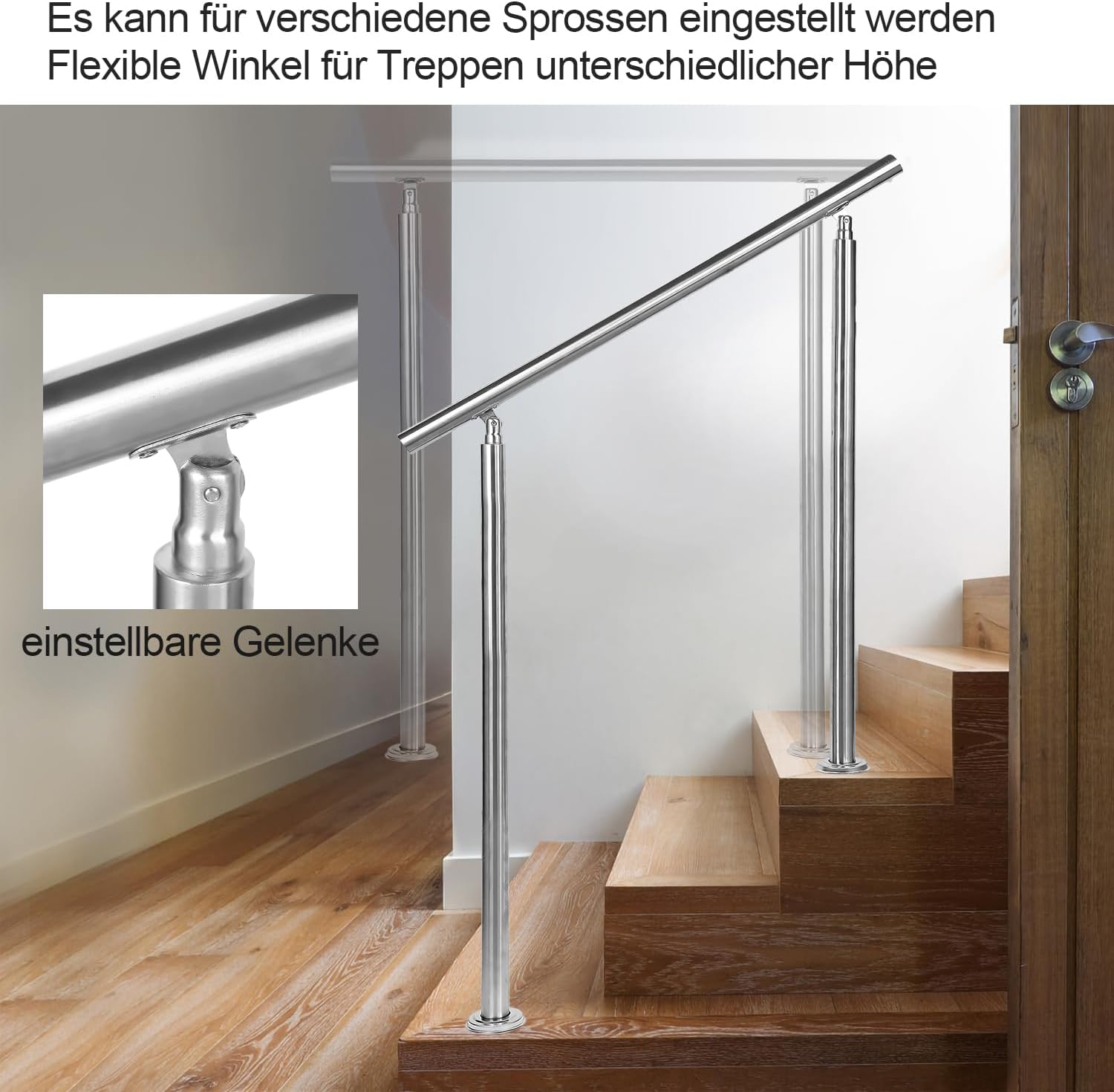 Thumbnail 2 de Sonnewelt Corrimano in acciaio INOX 120 cm – Ringhiera per scale interne ed esterne (senza barre trasversali)