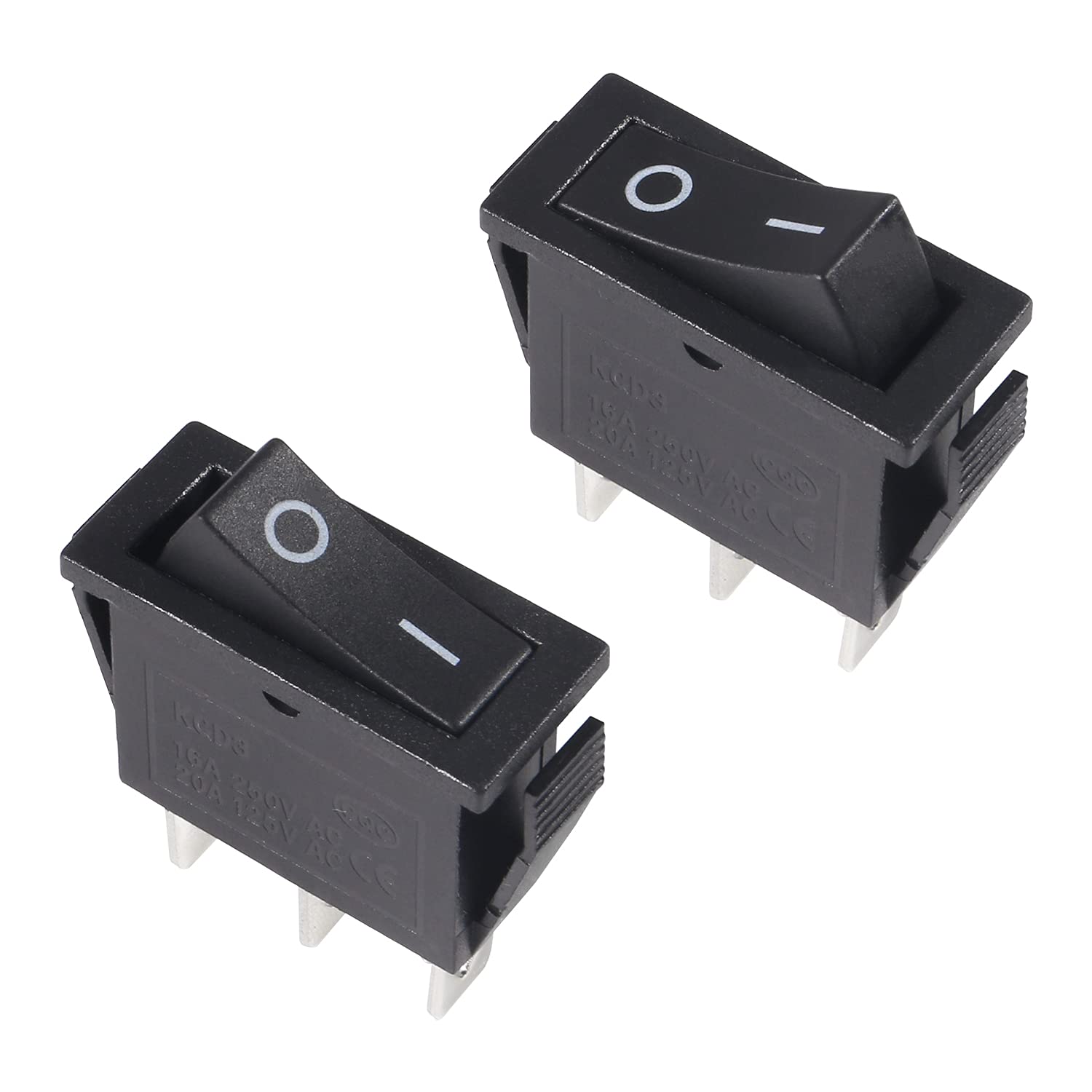Thumbnail 1 de 10PCS SPST 3 Pins 3 Position ON/Off AC rocker toggle switch (16A/250V, 20A/125V)