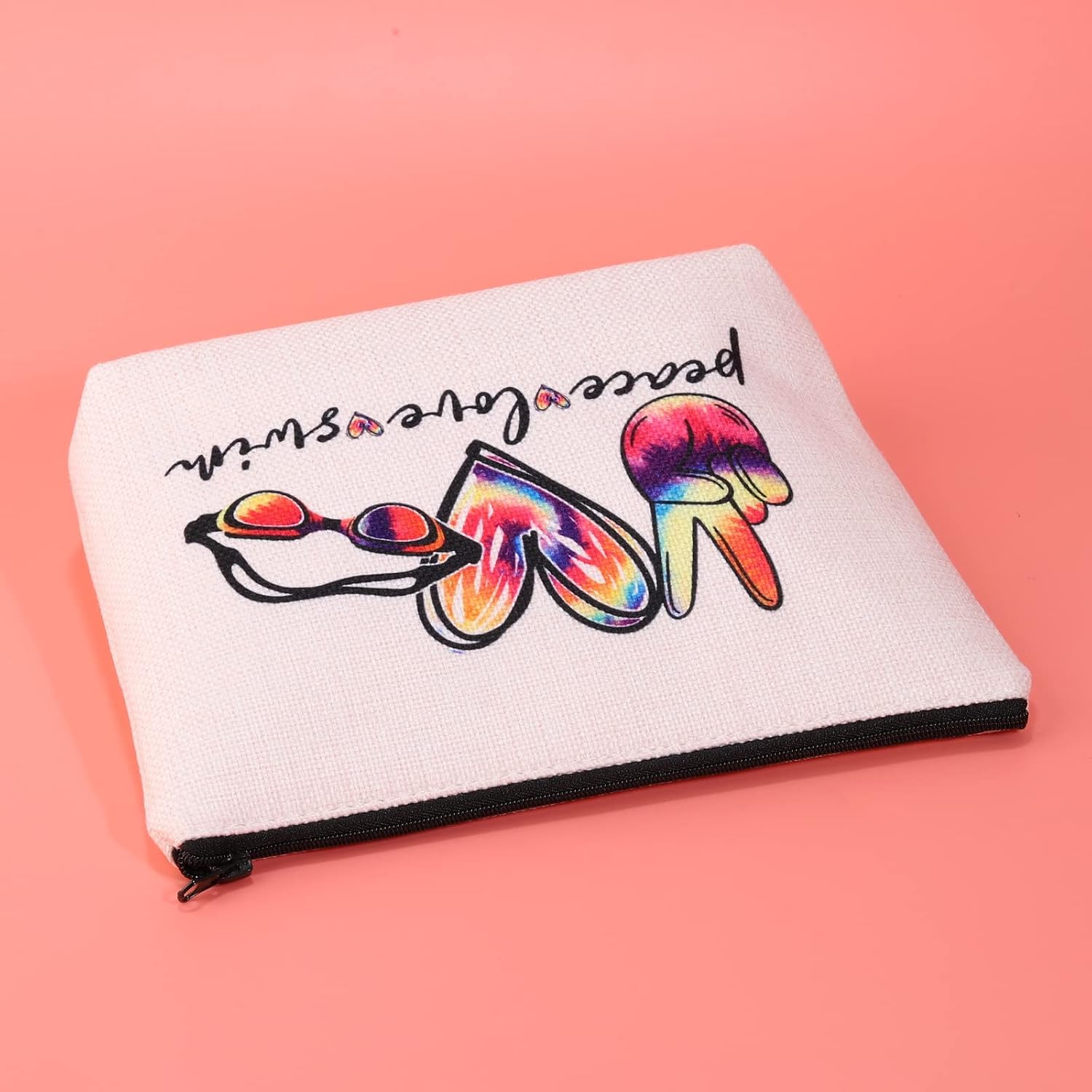 Thumbnail 3 de Peace Love Swim Makeup Bag by Funny Swimming Gift – Canvas Pouch with Zipper