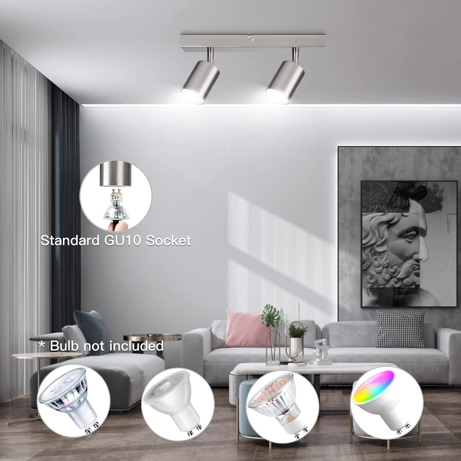 Thumbnail 1 de Ketom Lampada Faretti da Soffitto Orientabili GU10 2 luci