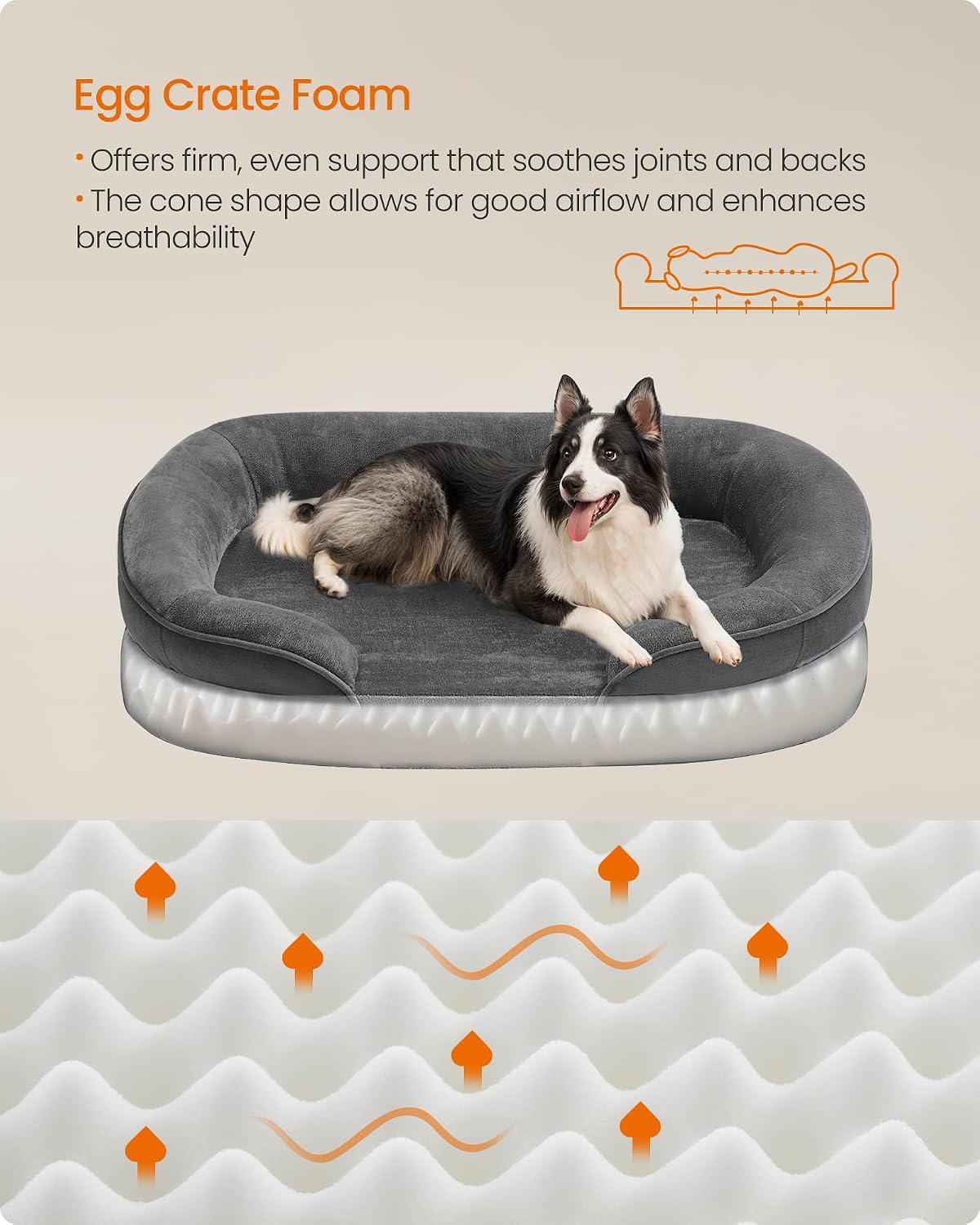 Detalle de Feandrea PGW282GN01 Large Orthopaedic Dog Bed 91x68cm