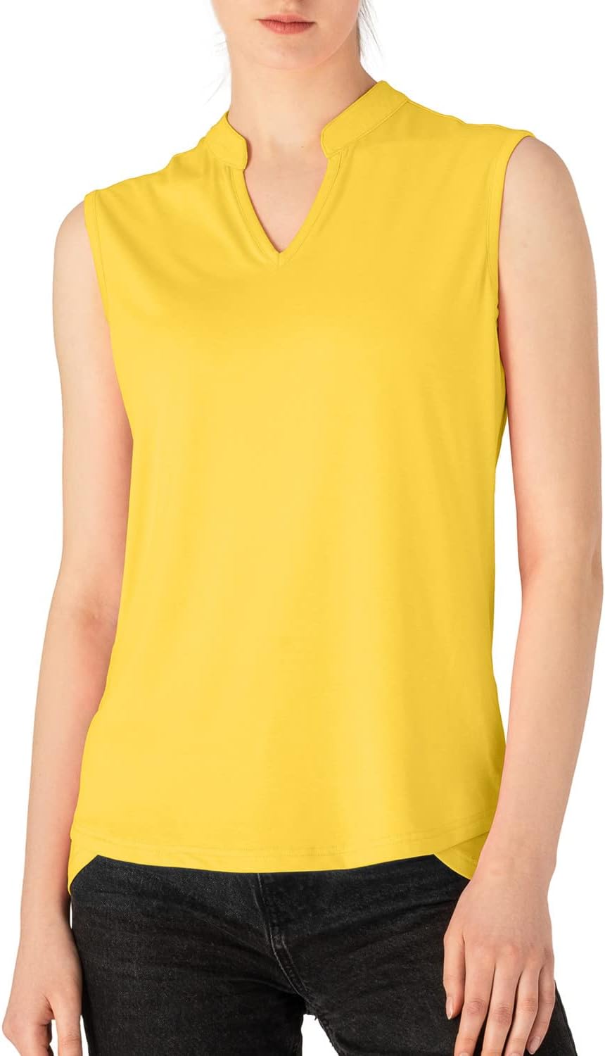 Detalle 2 de JHMORP Women’s Sleeveless Golf Polo Shirt, V-Neck Polyester Quick-Dry Top