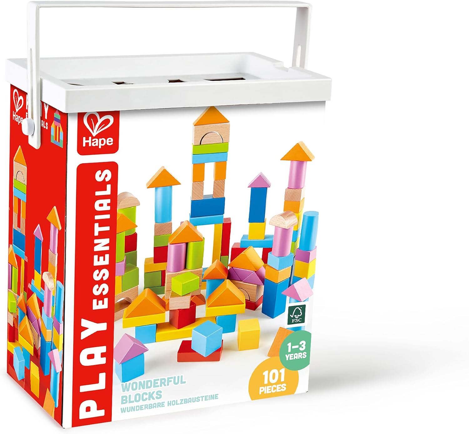 Detalle de Hape Wunderbare Holzbausteine – 101-teiliges Set bunter Klötze ab 12 Monaten