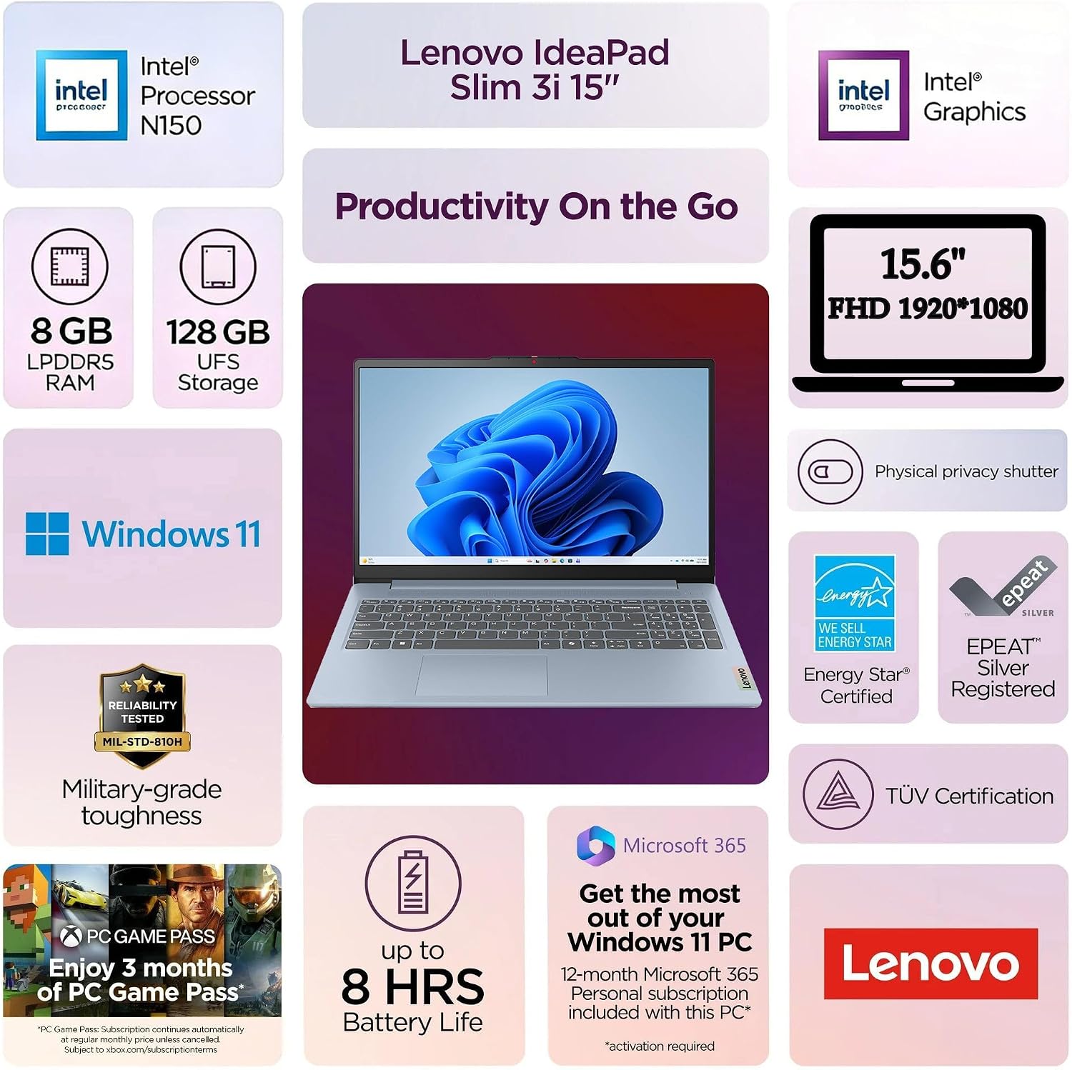 Thumbnail 1 de Lenovo 15.6-inch laptop
